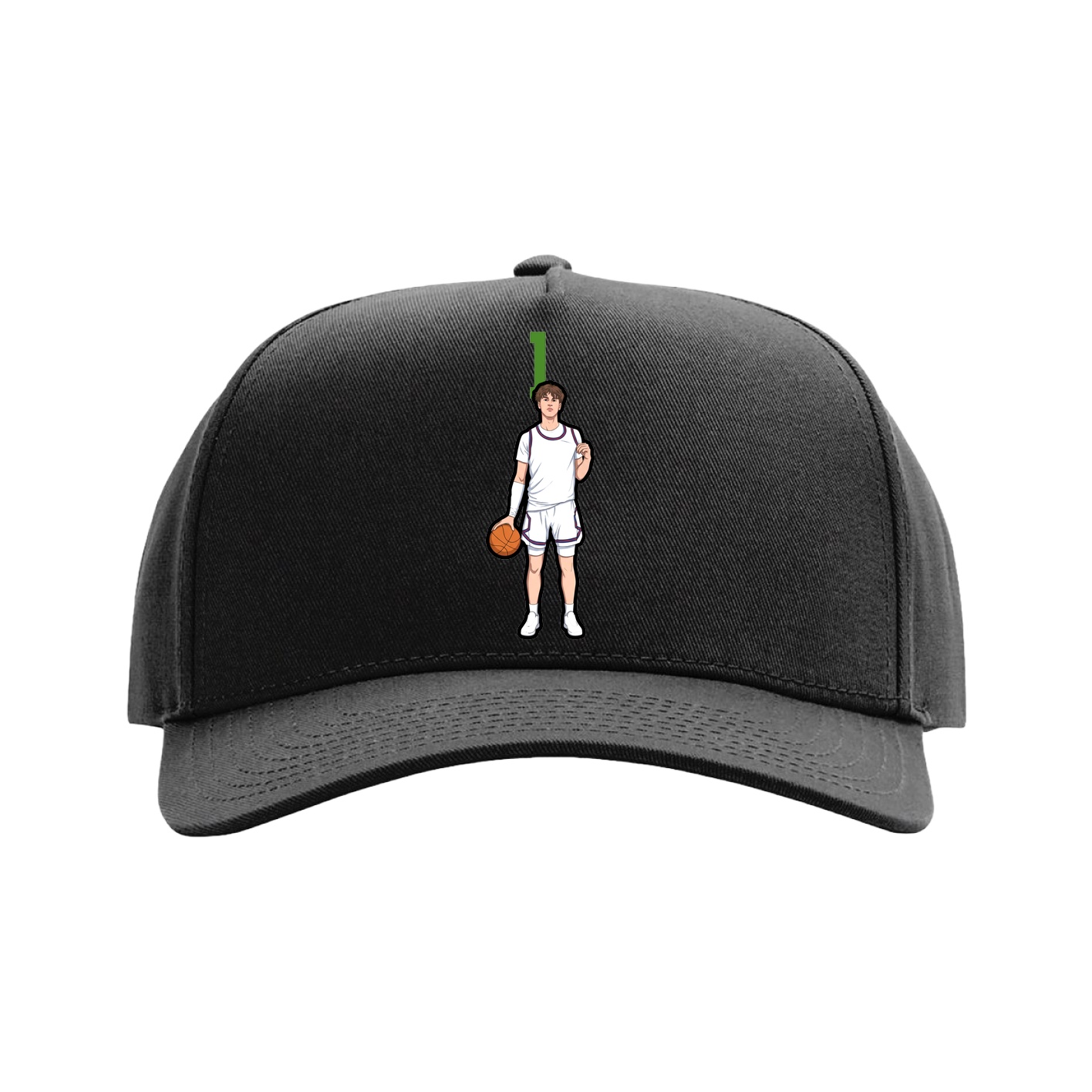 Full Fabric Five-Panel Champ Cap — Number Top in Black