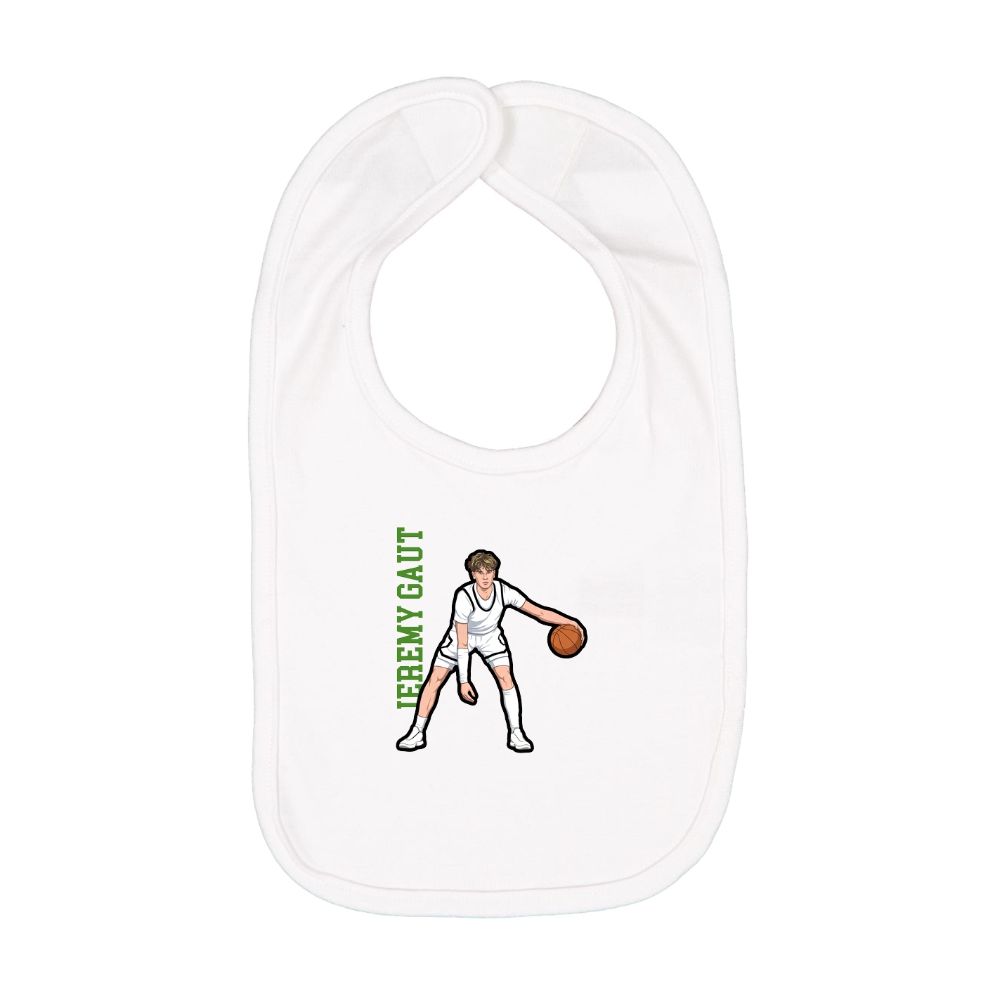 Infant Bib — Name Vertical in White
