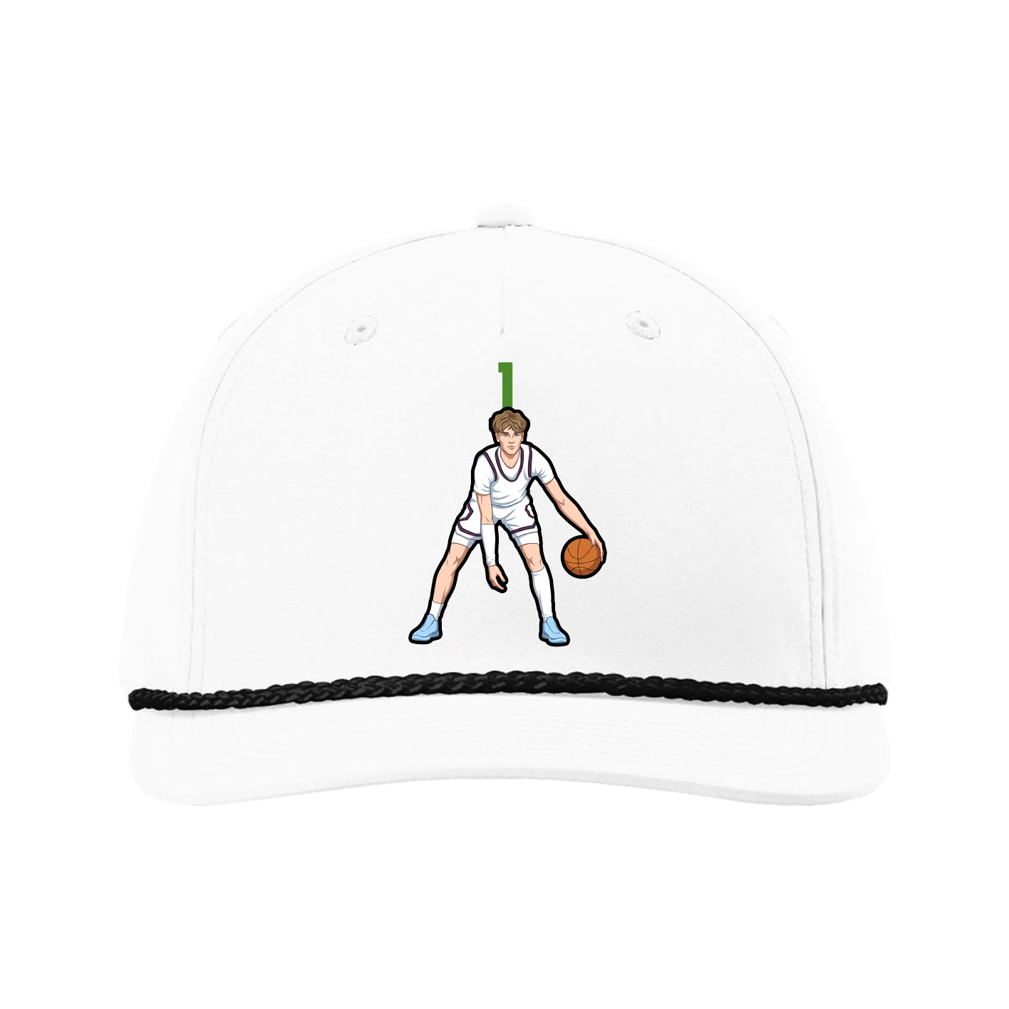 Five-Panel Classic Rope Cap — Number Top in White