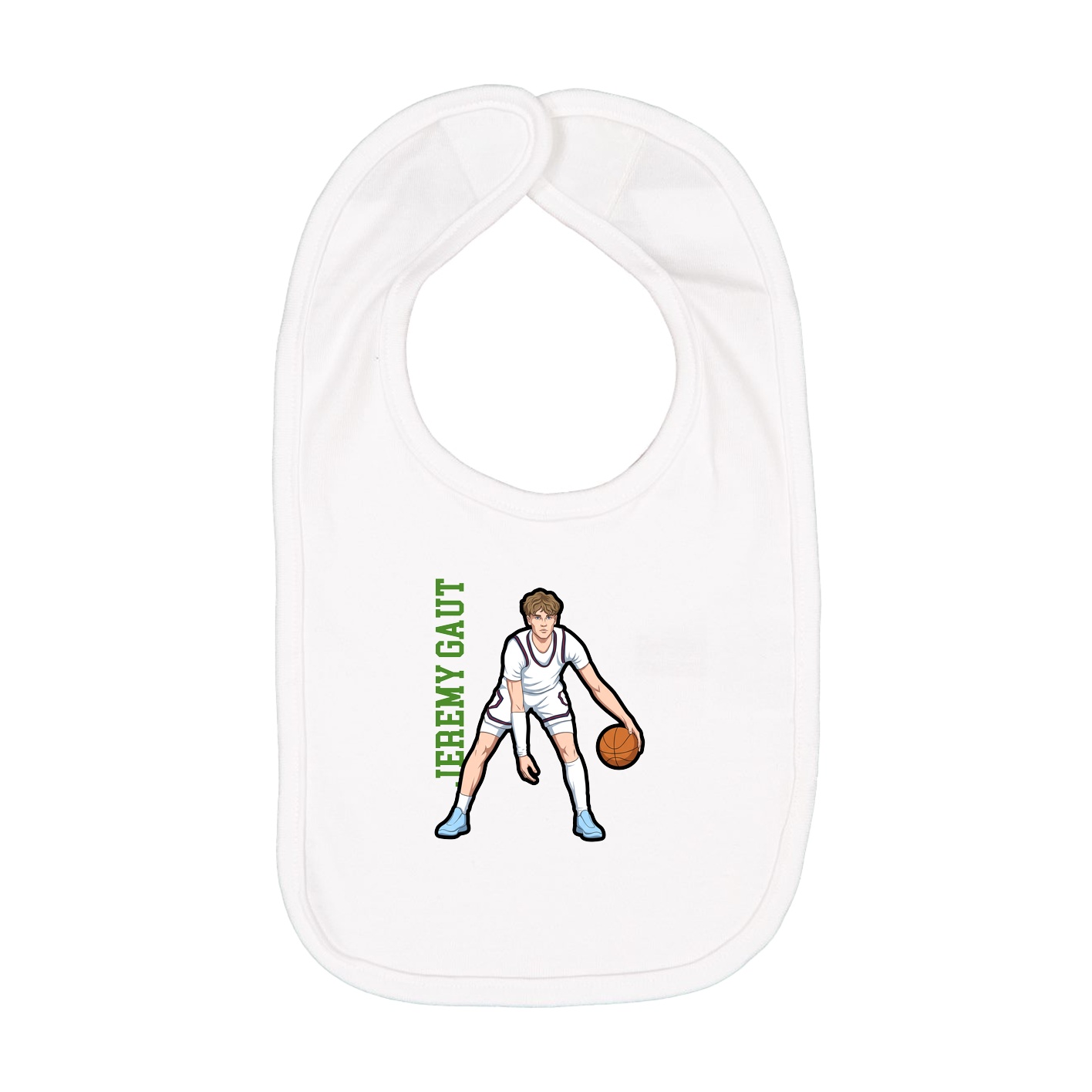 Infant Bib — Name Vertical in White