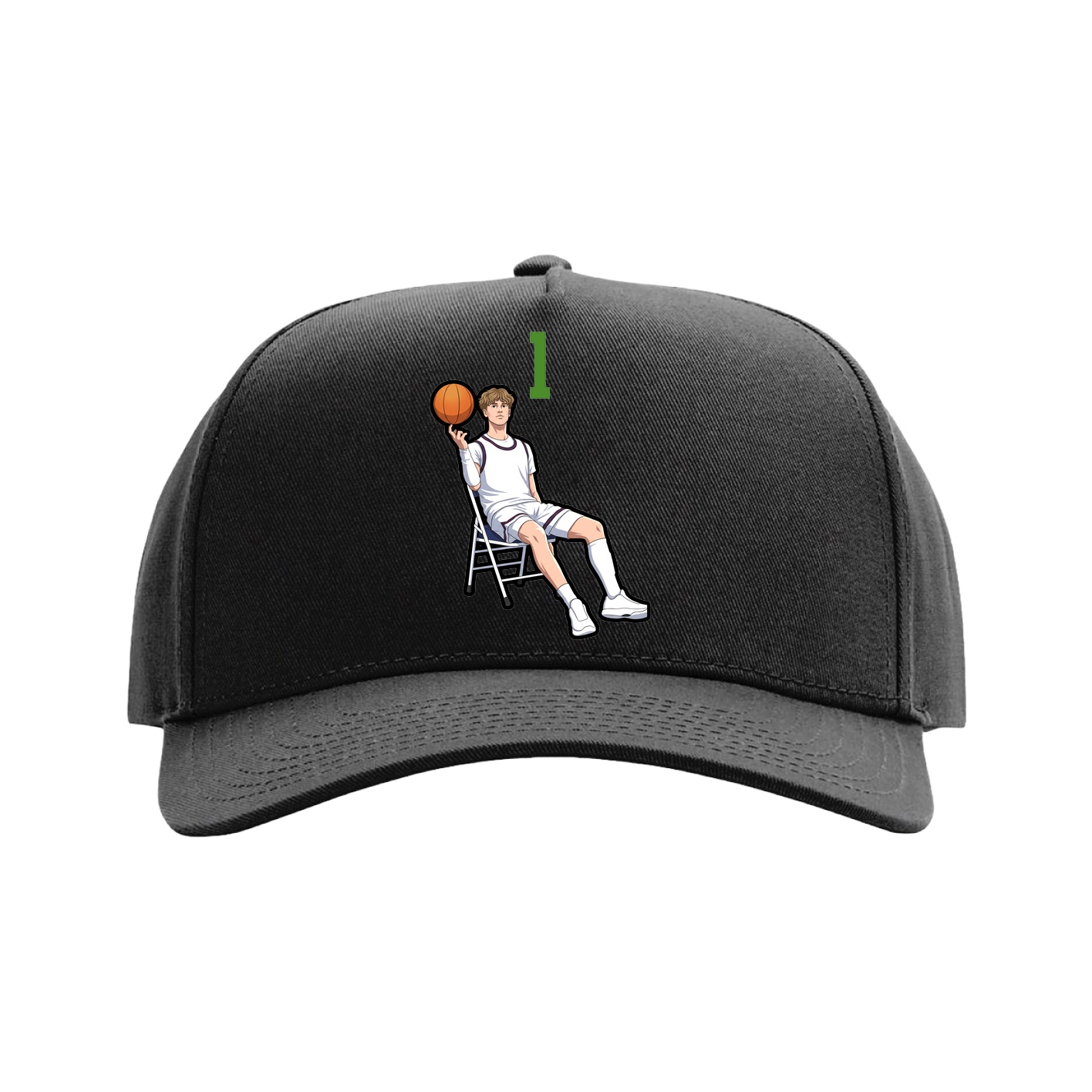 Full Fabric Five-Panel Champ Cap — Number Top in Black