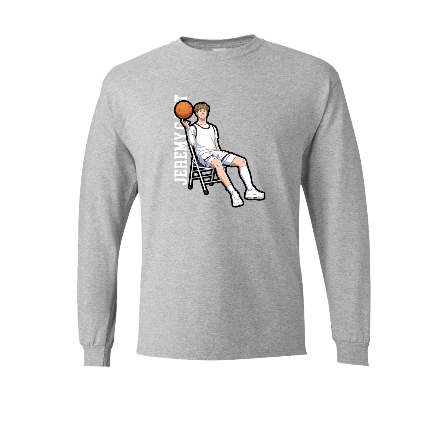 Long Sleeve Tee — Name Vertical in Grey