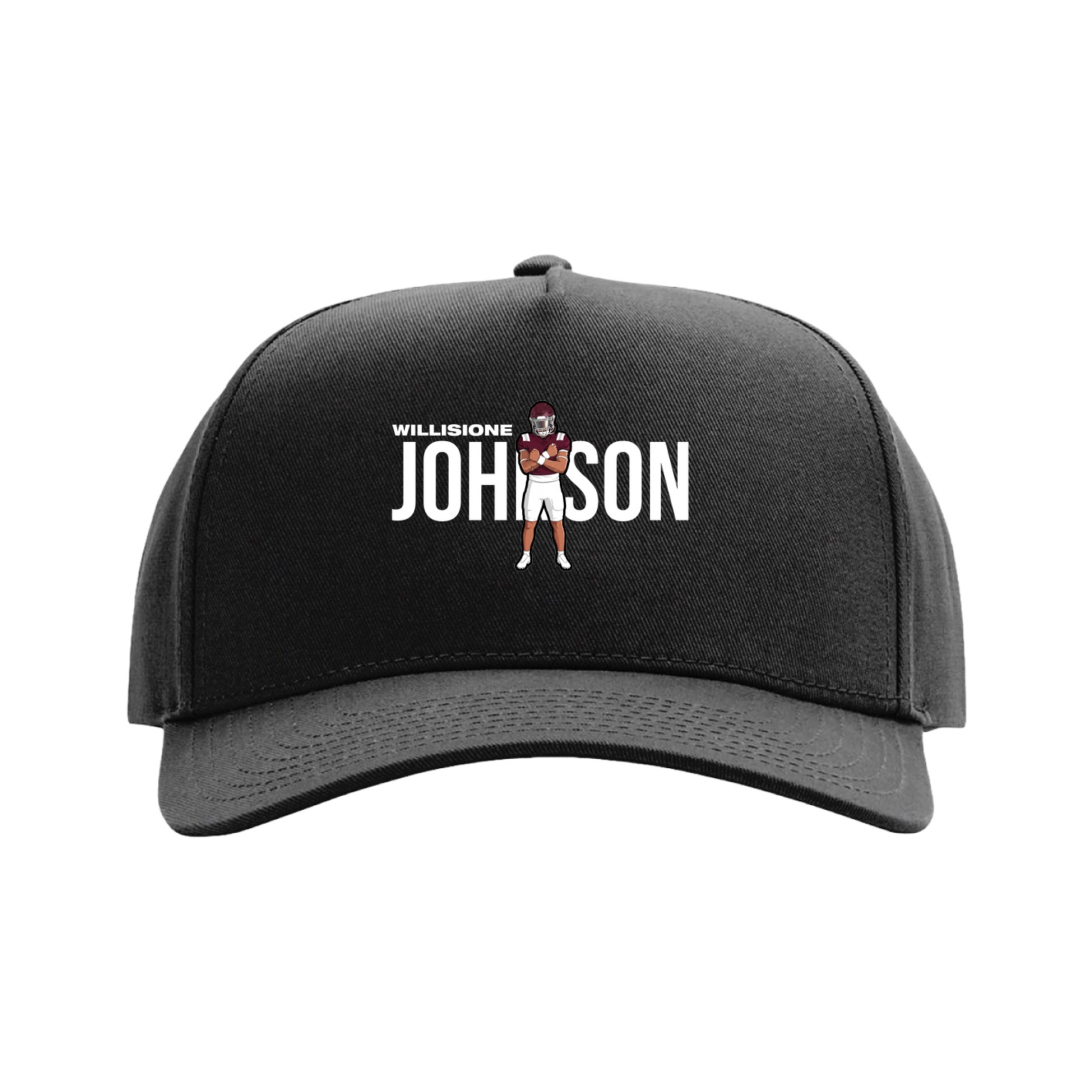 Full Fabric Five-Panel Champ Cap — Player Name in Black