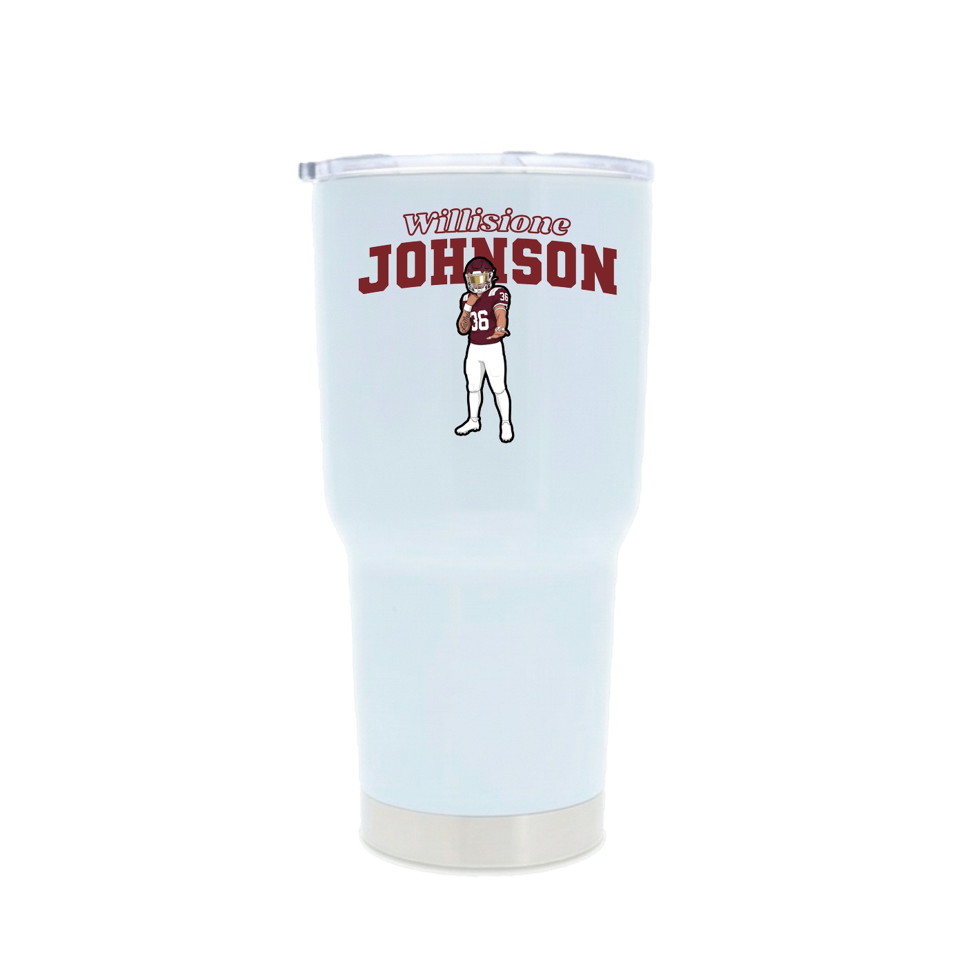 30oz Stainless Steel Tumbler — Name Arch in White