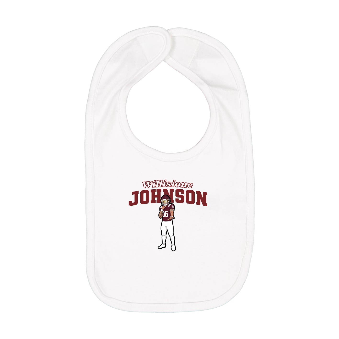 Infant Bib — Name Arch in White