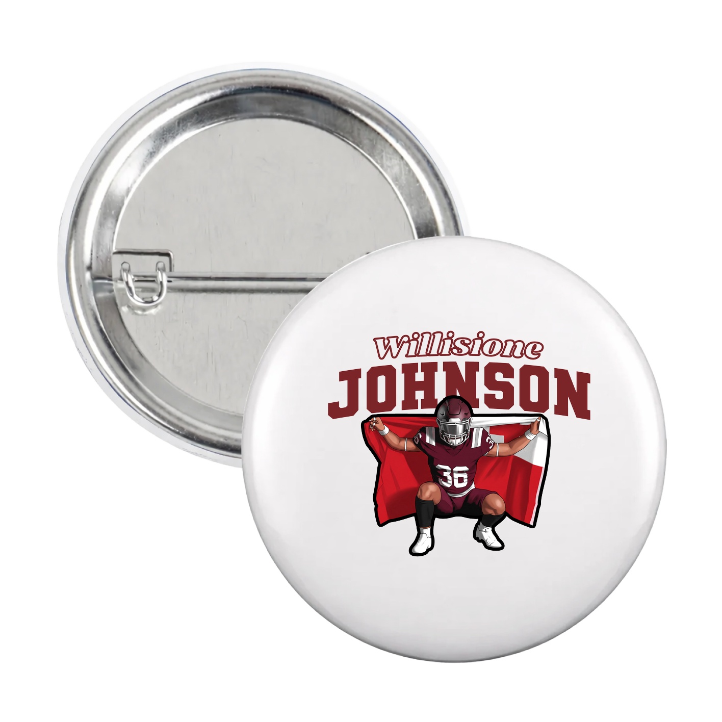 Game Day Button — Name Arch in White