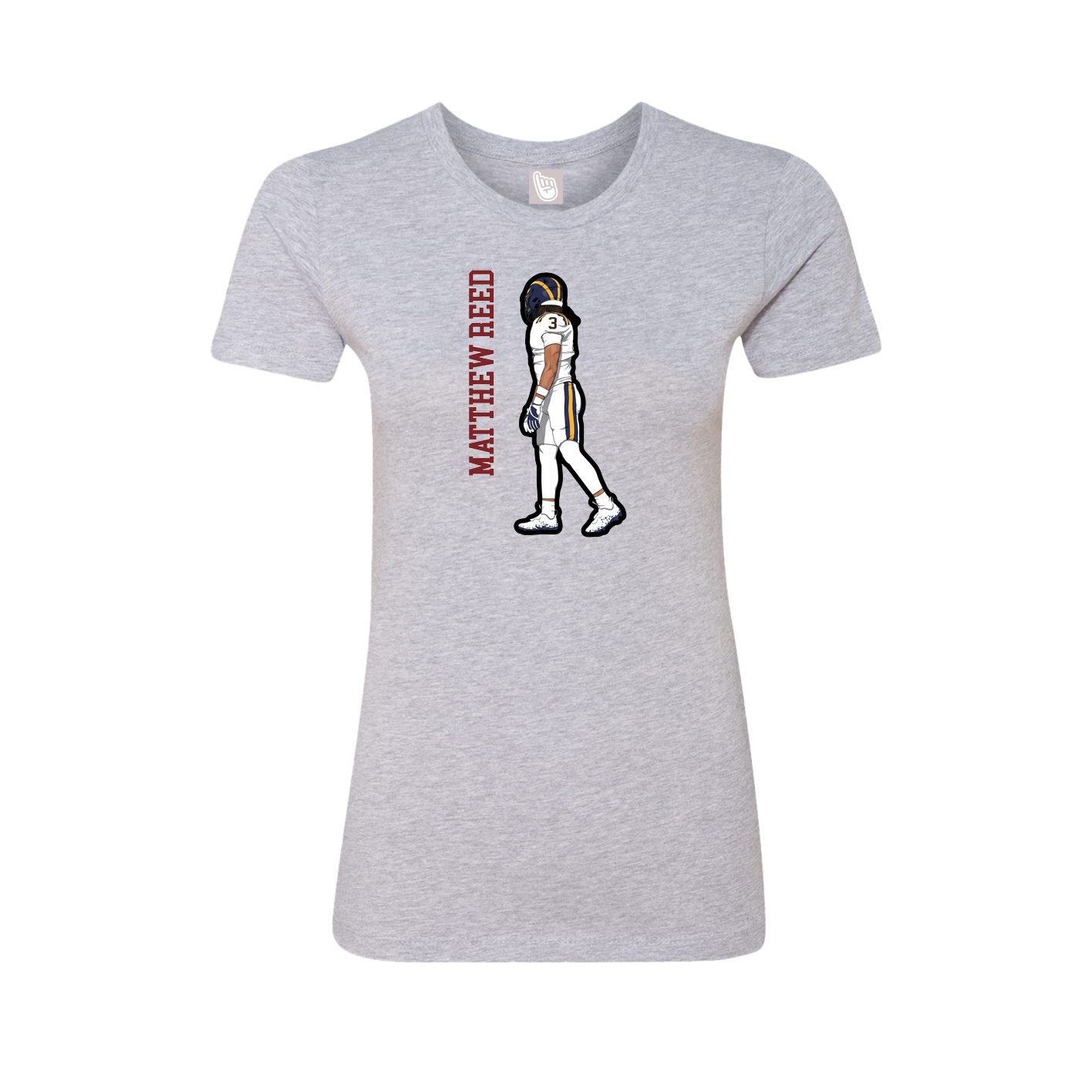 Fitted Women's Tee — Name Vertical in Grey