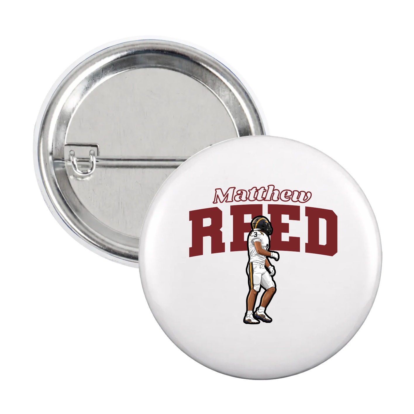 Game Day Button — Name Arch in White