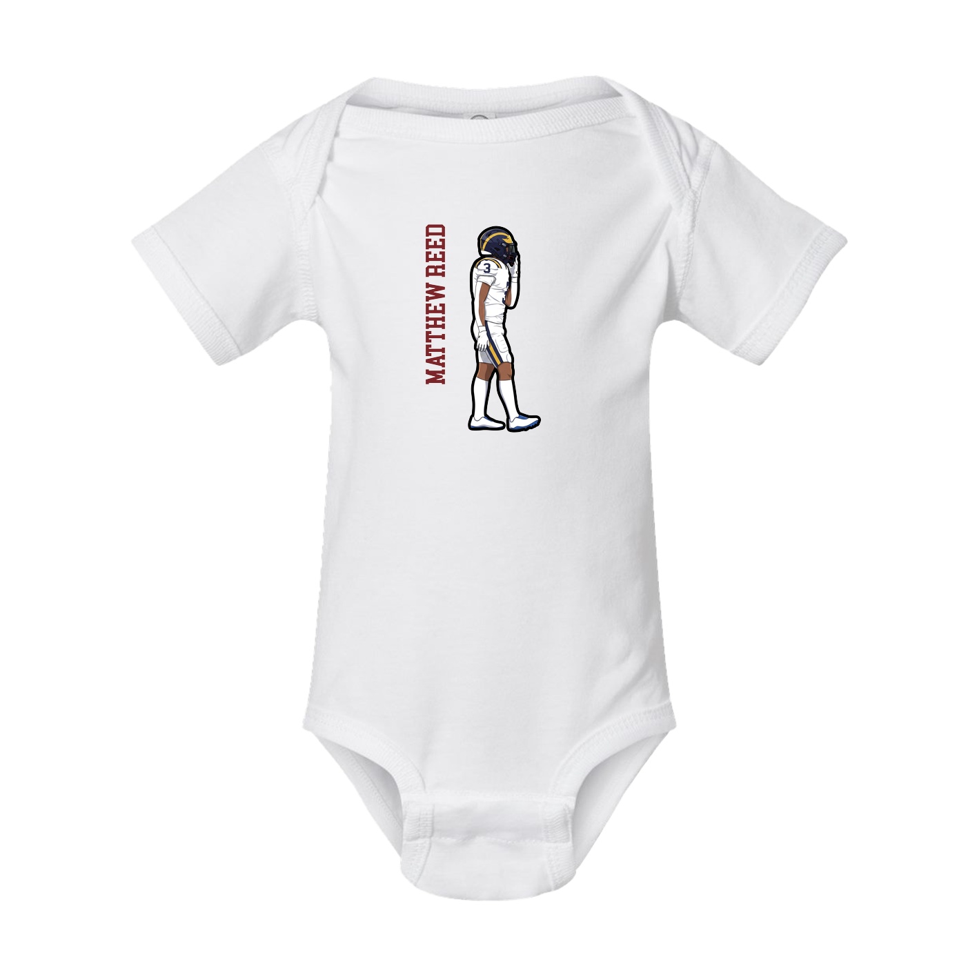 Baby Onesie — Name Vertical in White