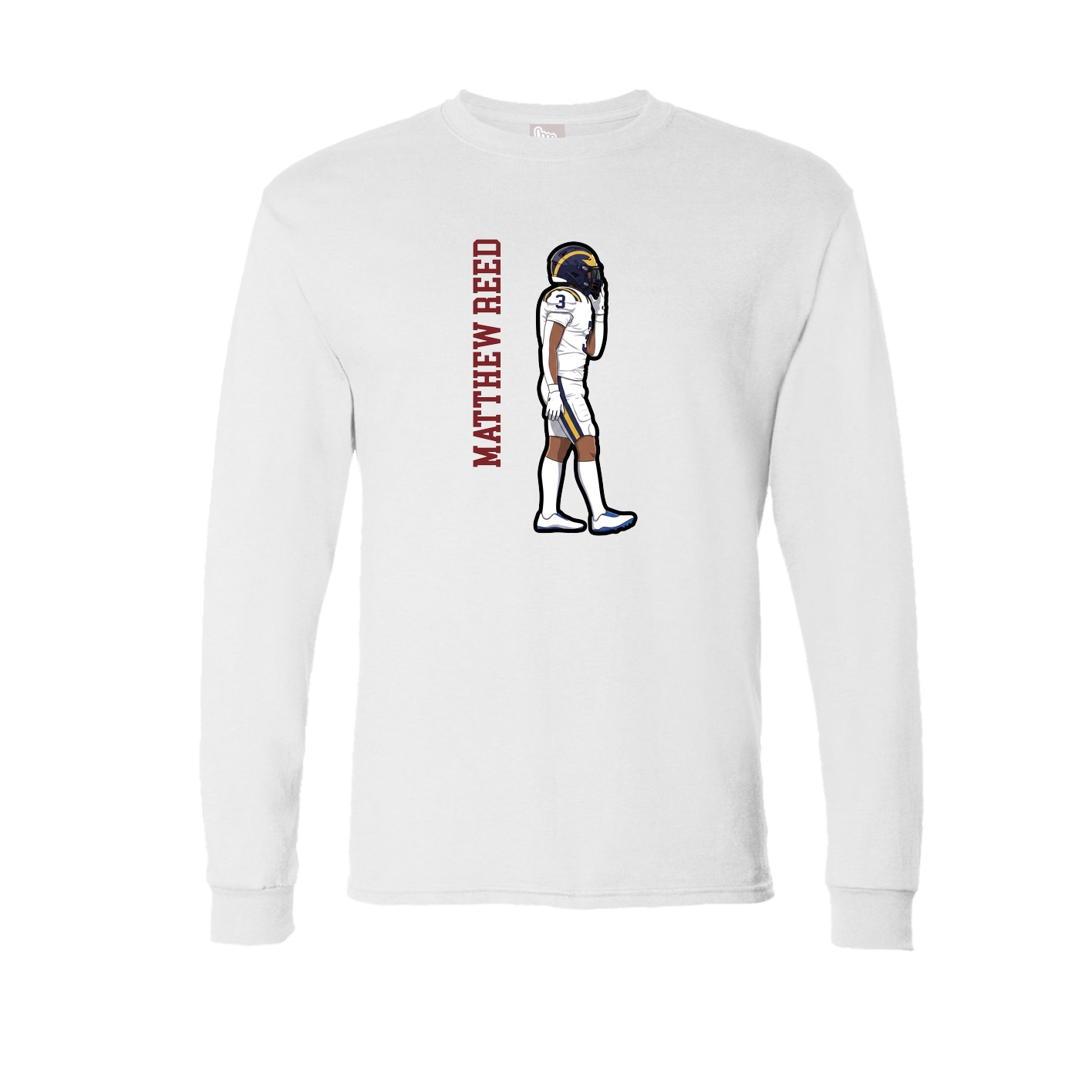 Long Sleeve Tee — Name Vertical in White