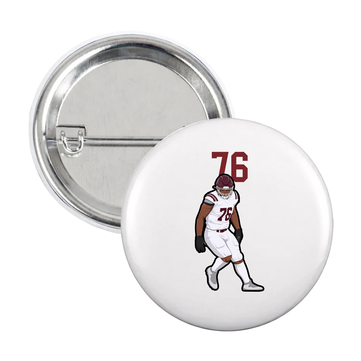 Game Day Button — Number Top in White