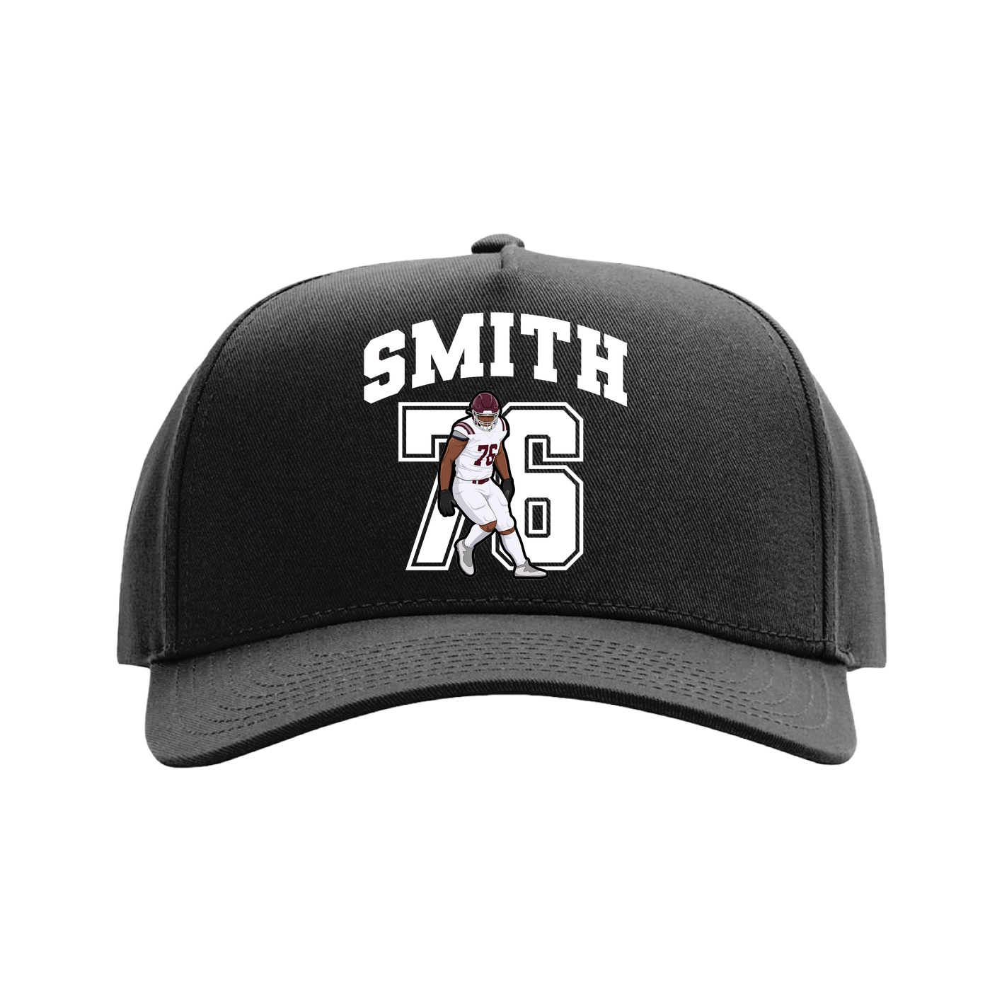 Full Fabric Five-Panel Champ Cap — Number in Black