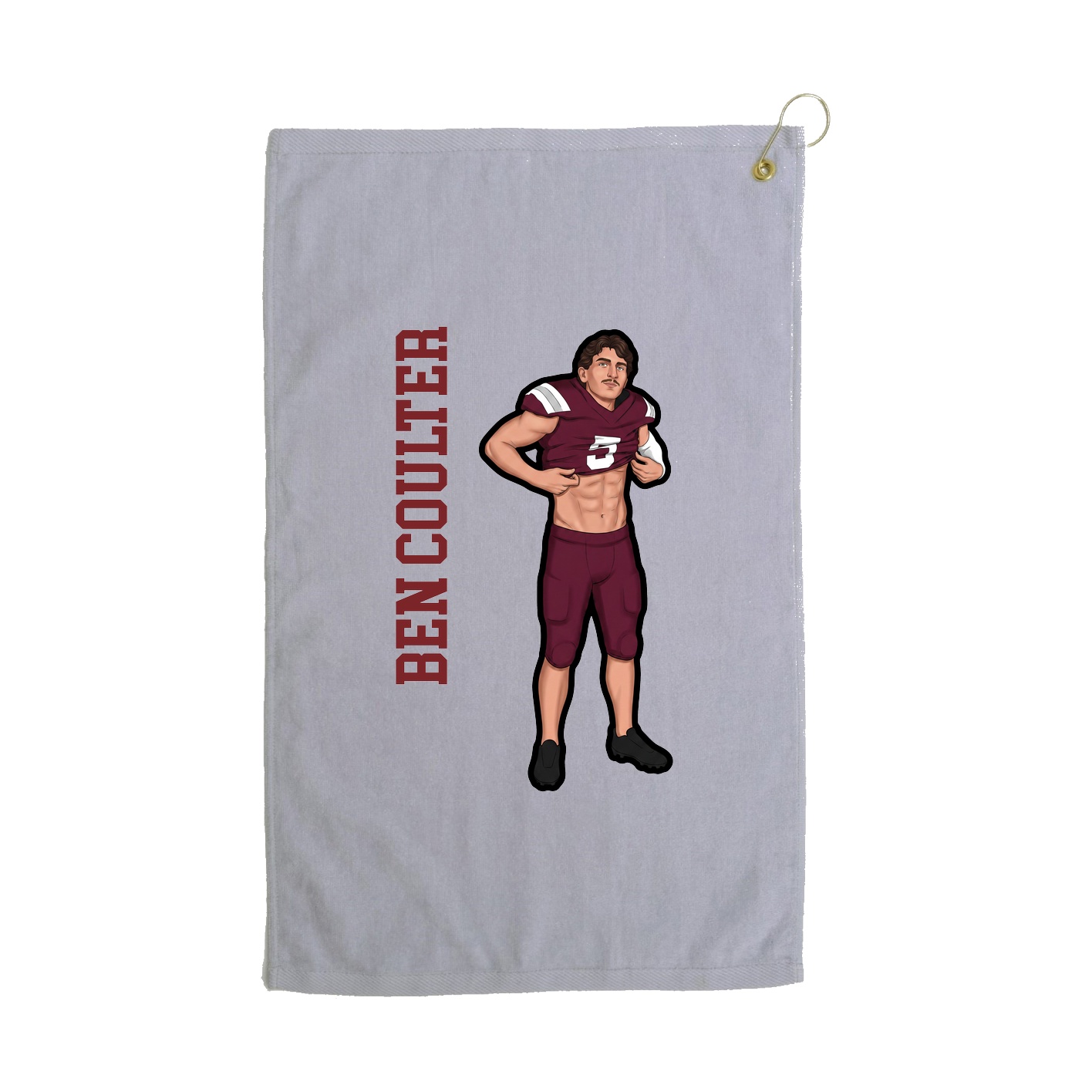 Golf Towel — Name Vertical in Grey