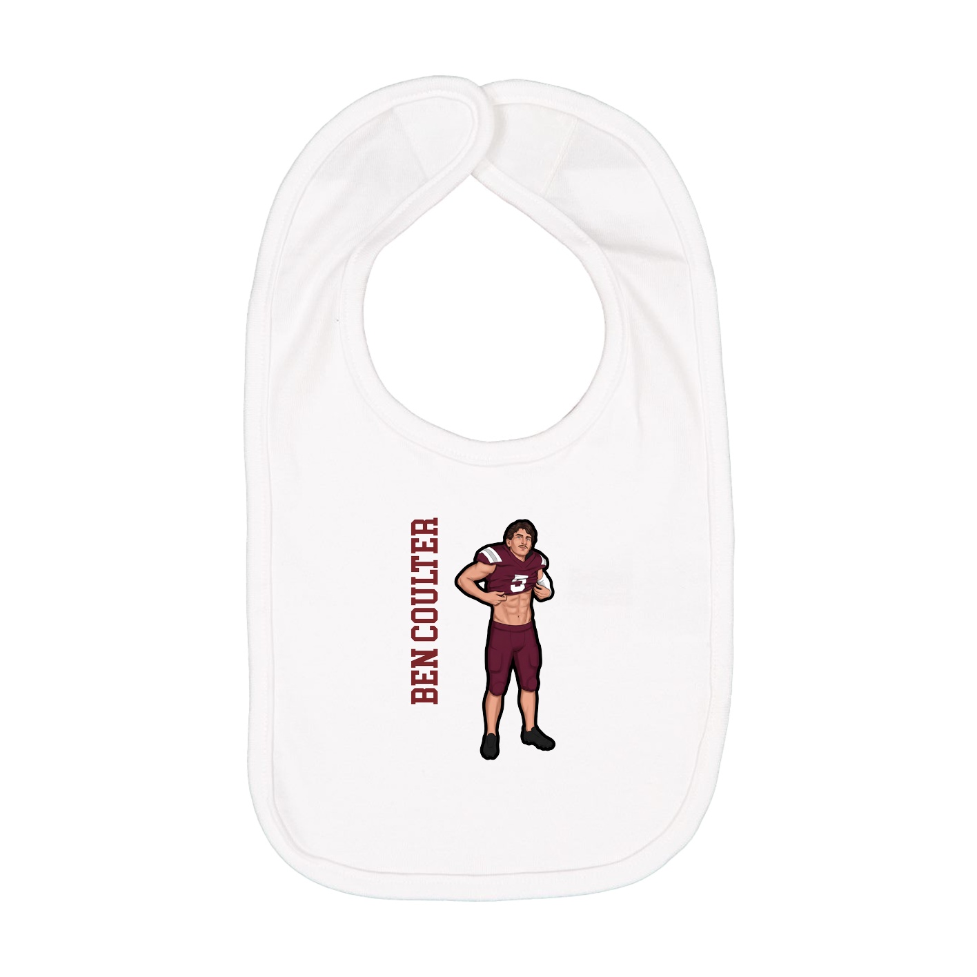 Infant Bib — Name Vertical in White