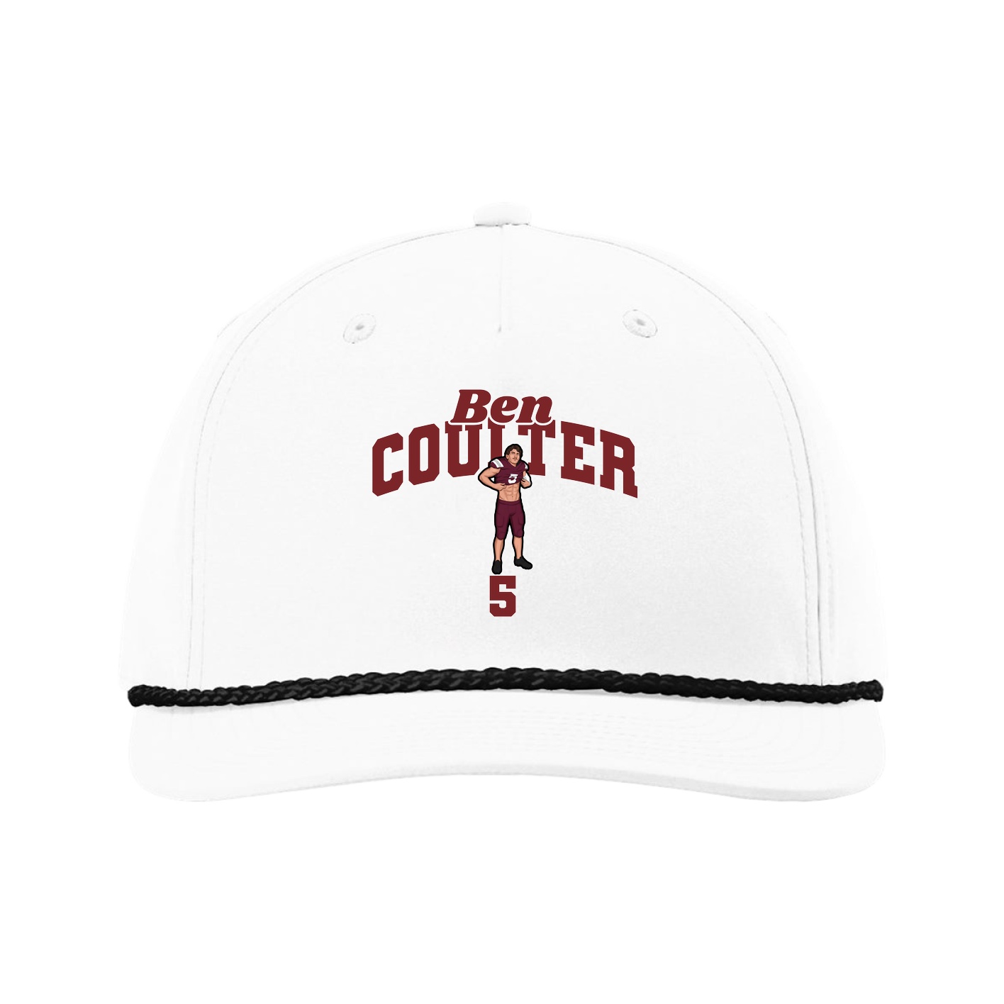 Five-Panel Classic Rope Cap — Signature Arch in White