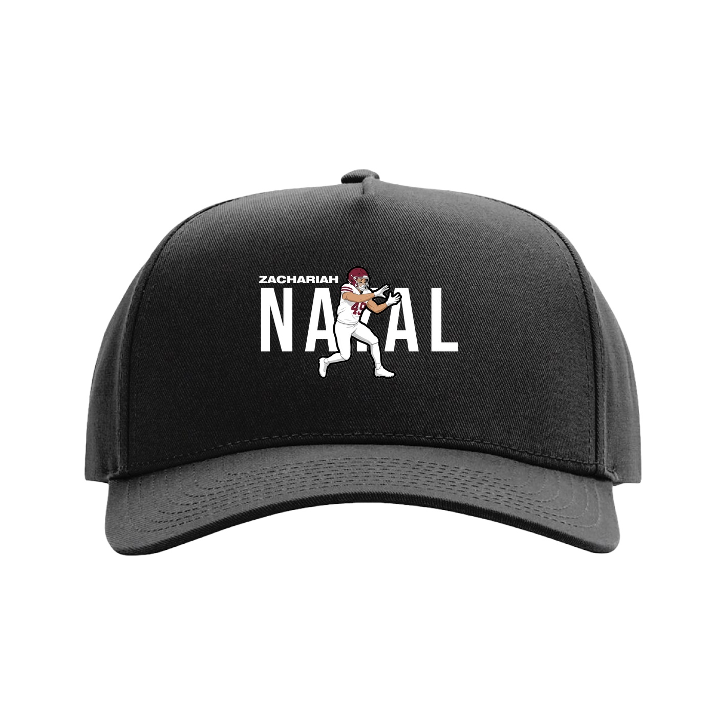 Full Fabric Five-Panel Champ Cap — Player Name in Black