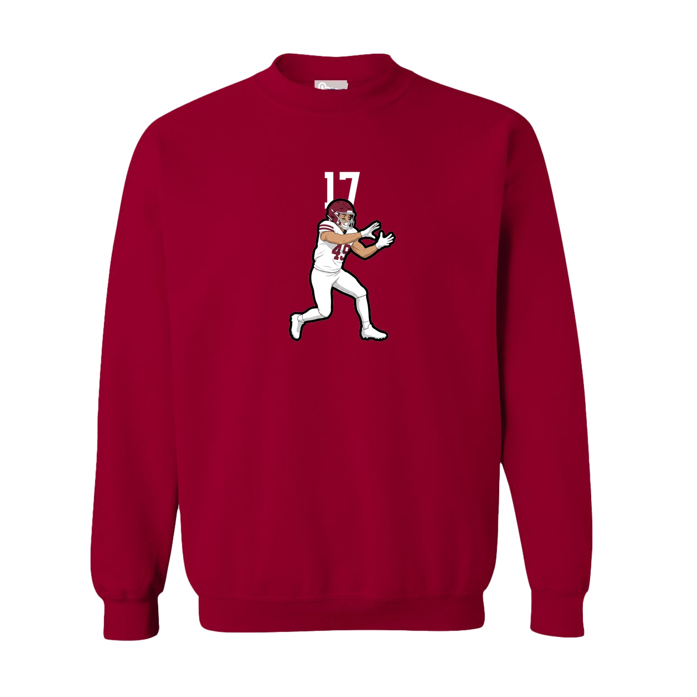 Fleece Crew — Number Top in Cardinal