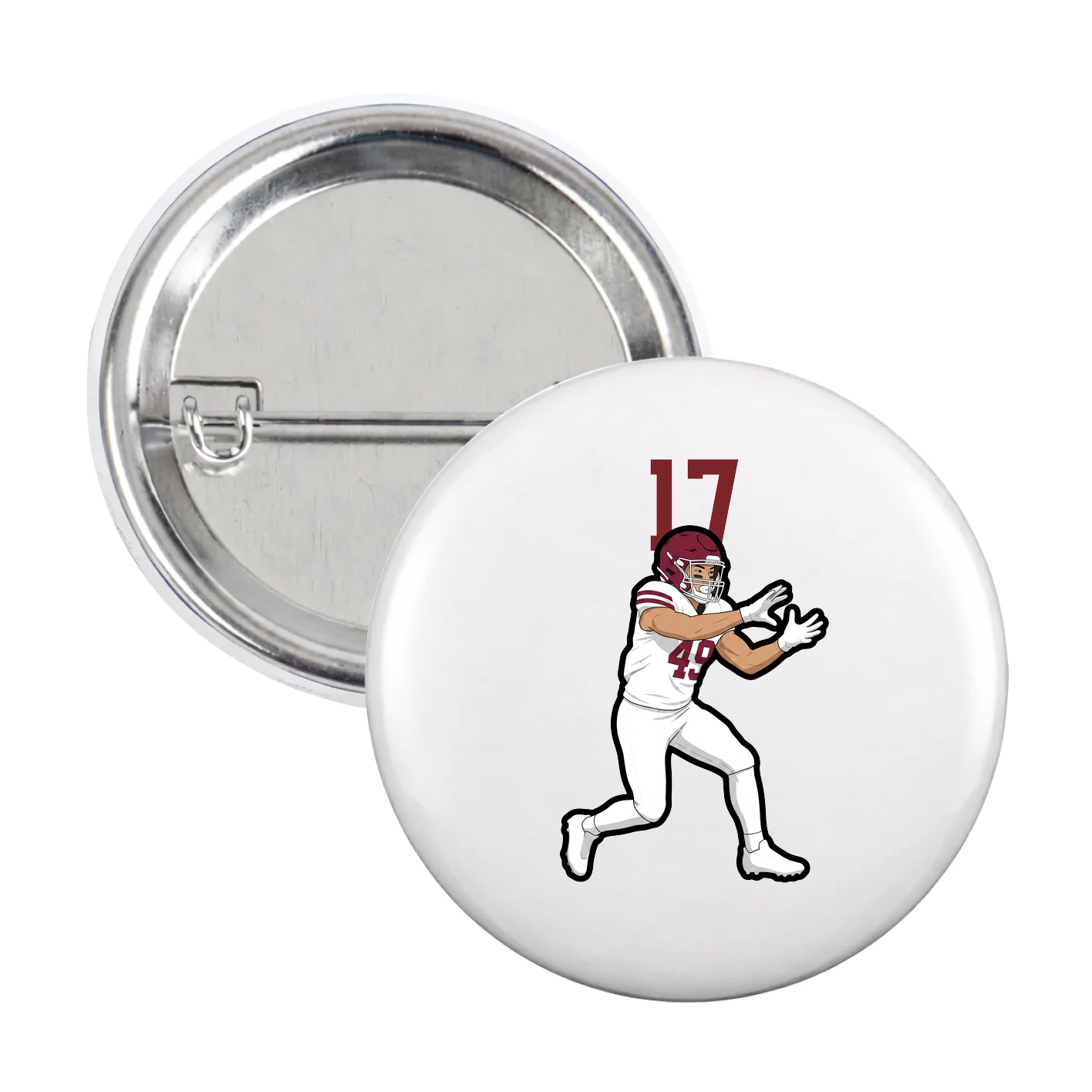 Game Day Button — Number Top in White