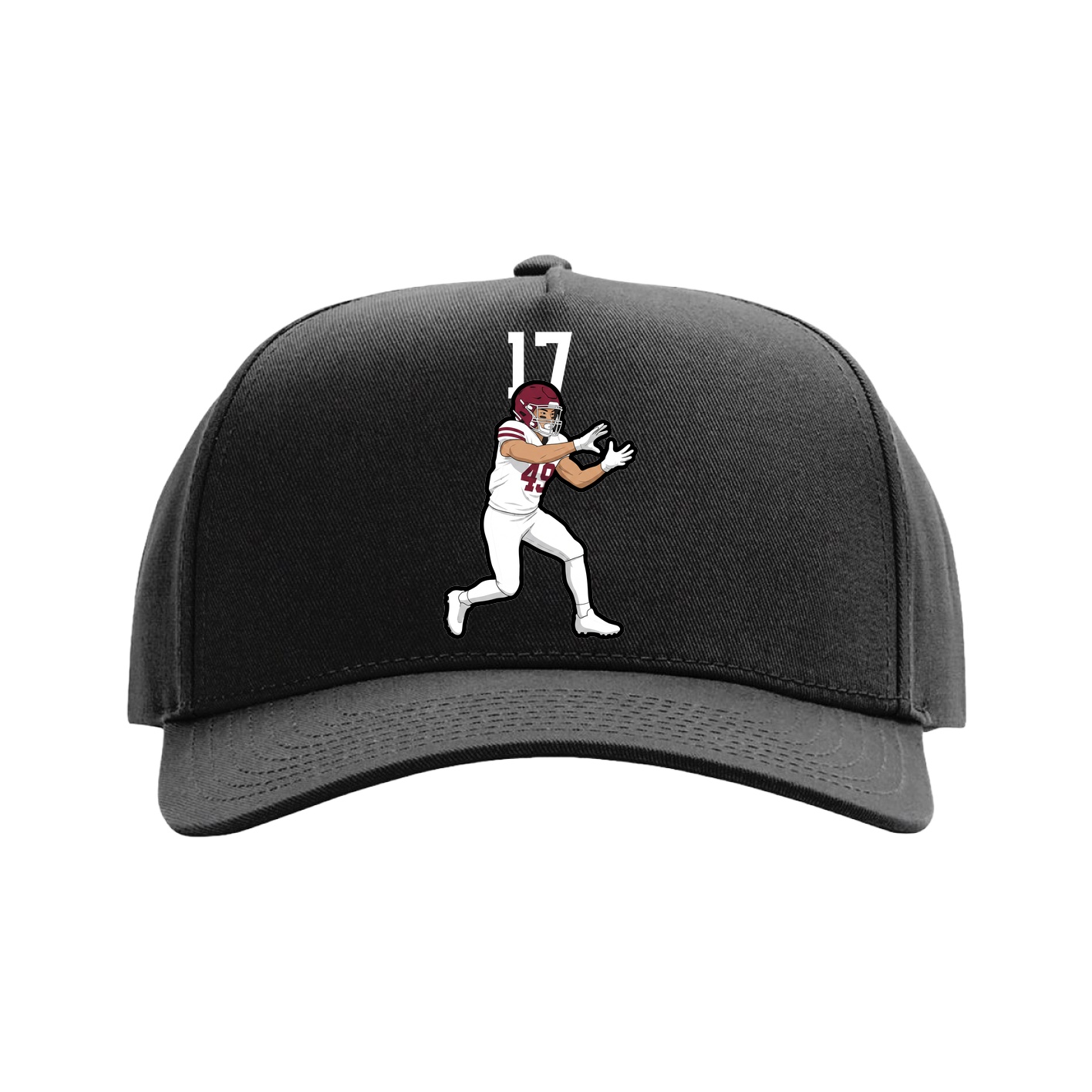 Full Fabric Five-Panel Champ Cap — Number Top in Black