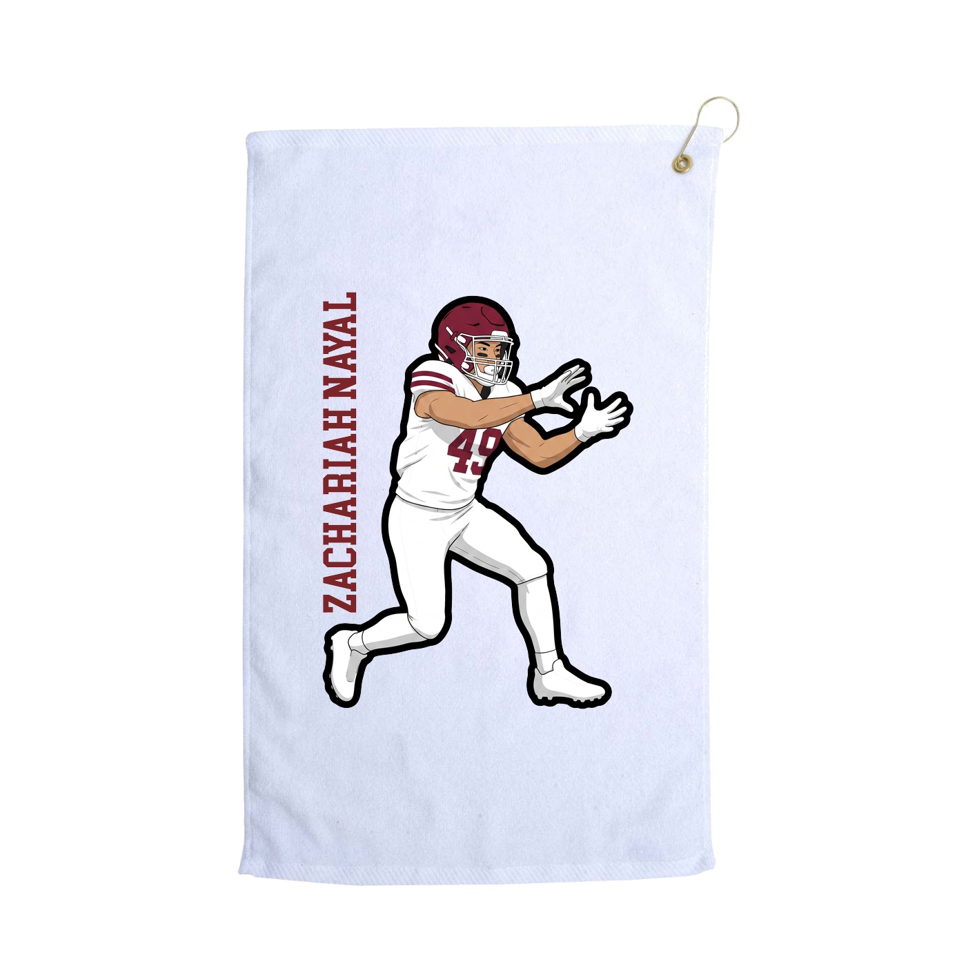 Golf Towel — Name Vertical in White