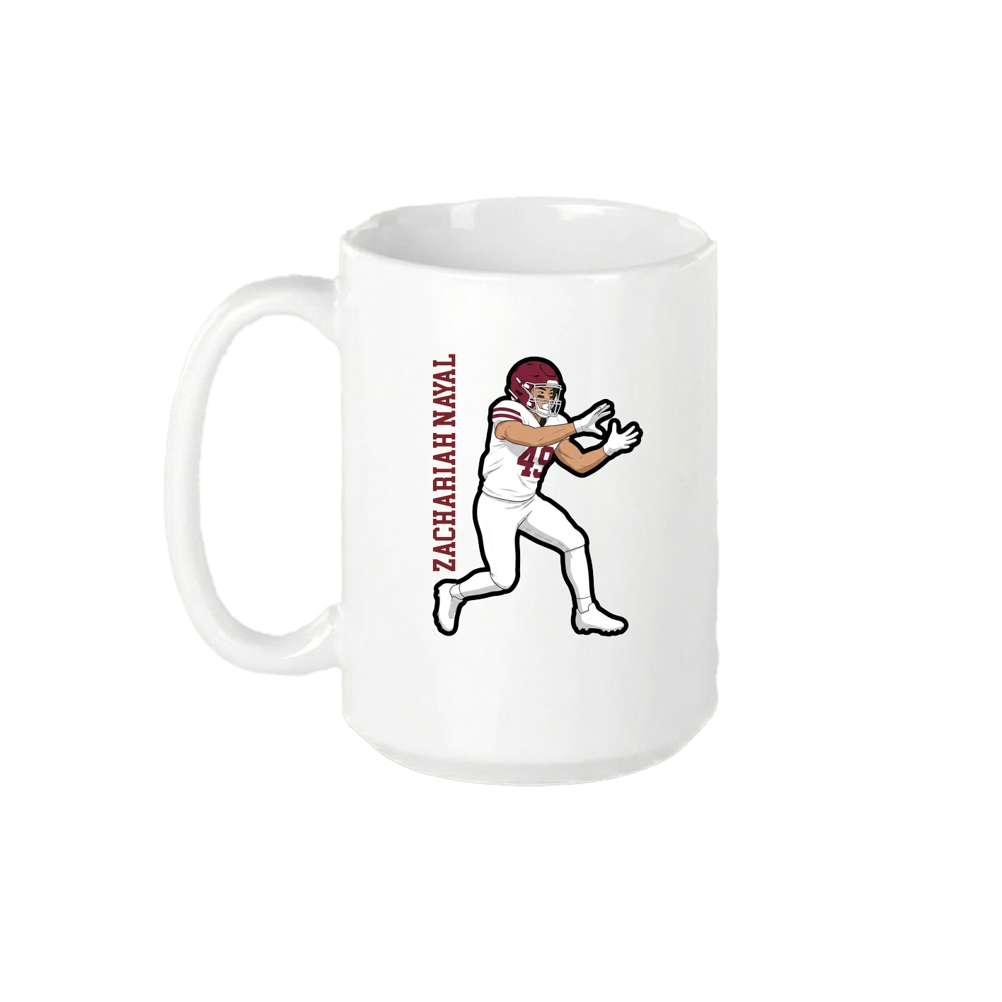 15oz Coffee Mug — Name Vertical in White
