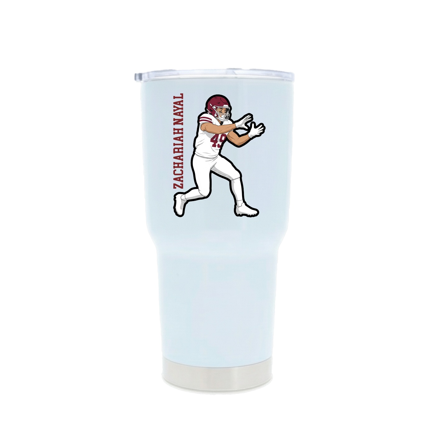 30oz Stainless Steel Tumbler — Name Vertical in White