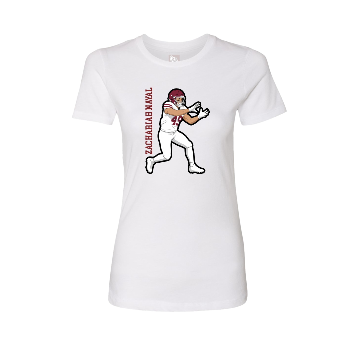 Fitted Women's Tee — Name Vertical in White