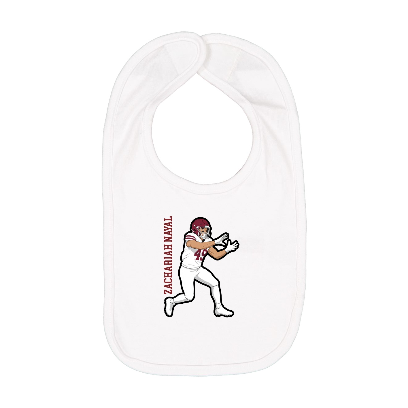 Infant Bib — Name Vertical in White