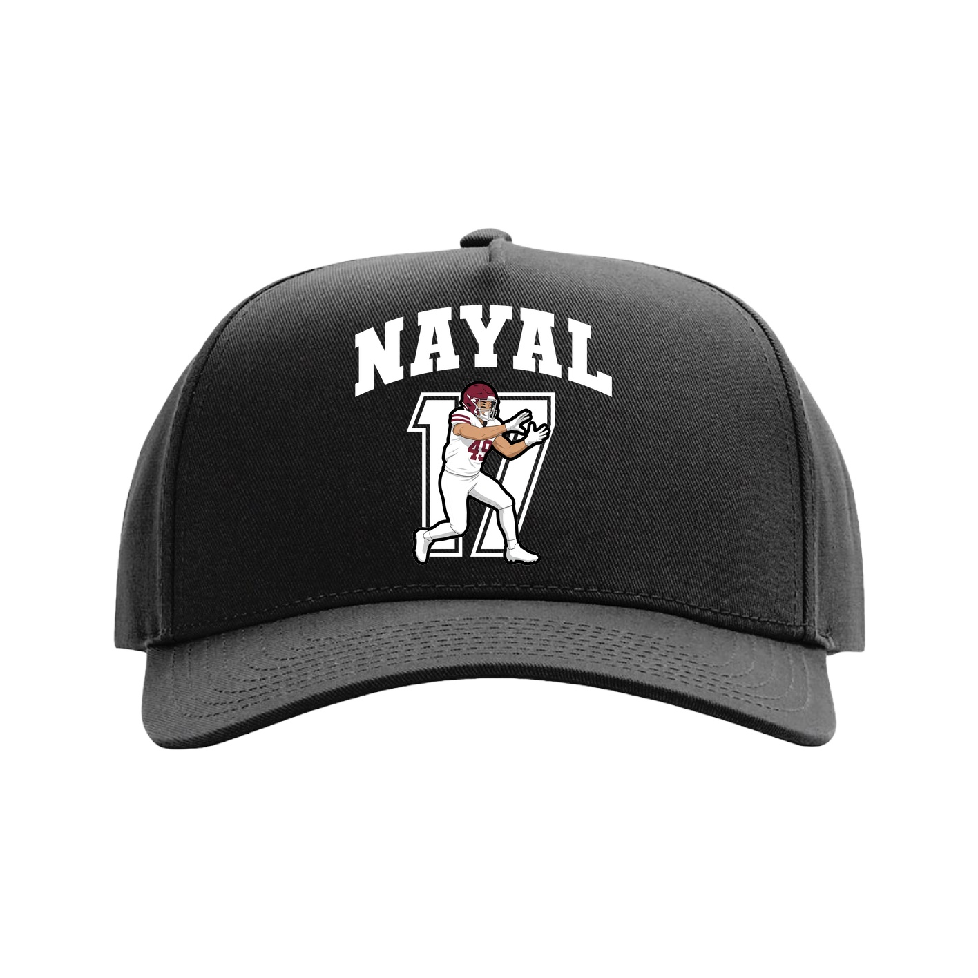 Full Fabric Five-Panel Champ Cap — Number in Black