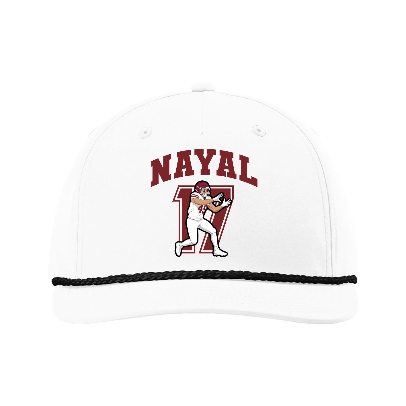 Five-Panel Classic Rope Cap — Number in White