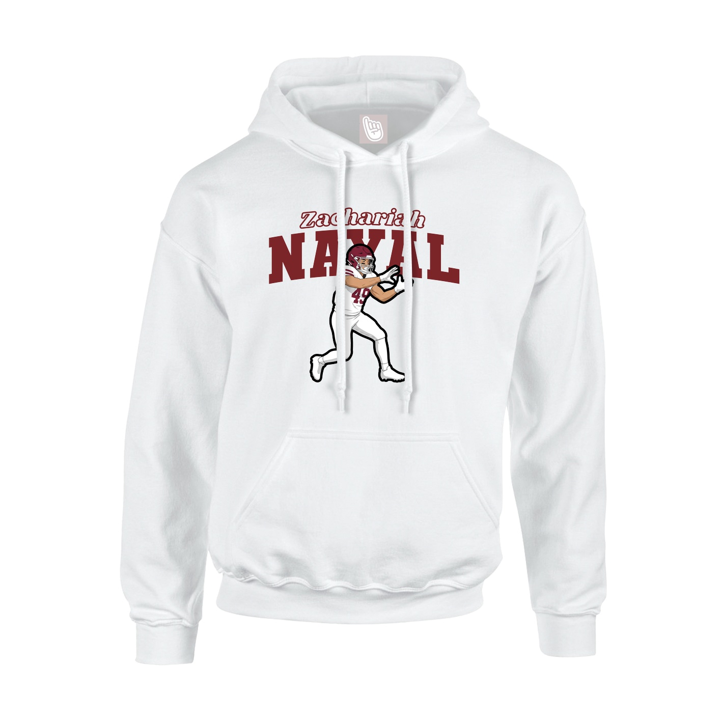 Youth Hoodie — Name Arch in White