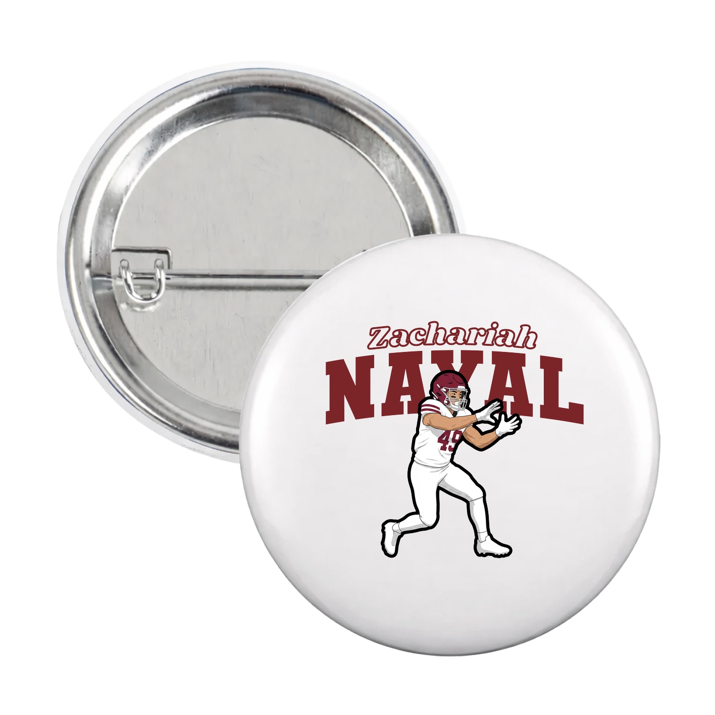 Game Day Button — Name Arch in White