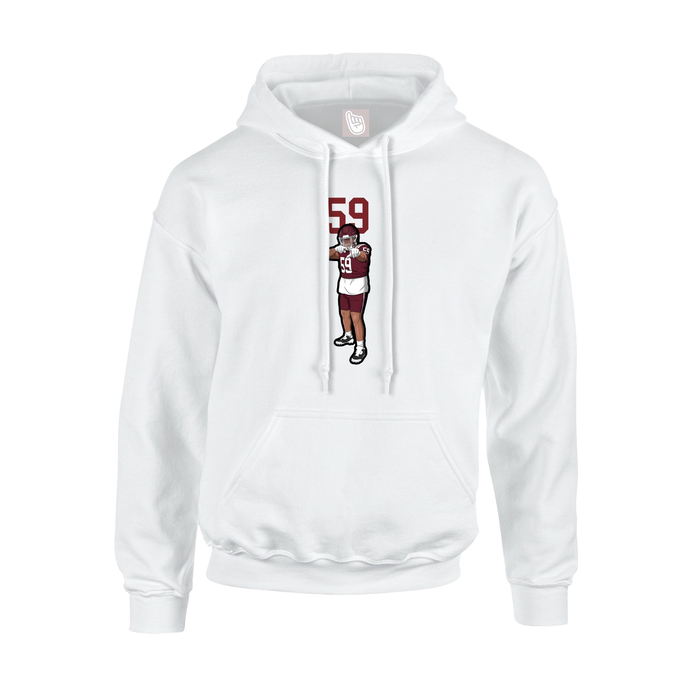 Youth Hoodie — Number Top in White