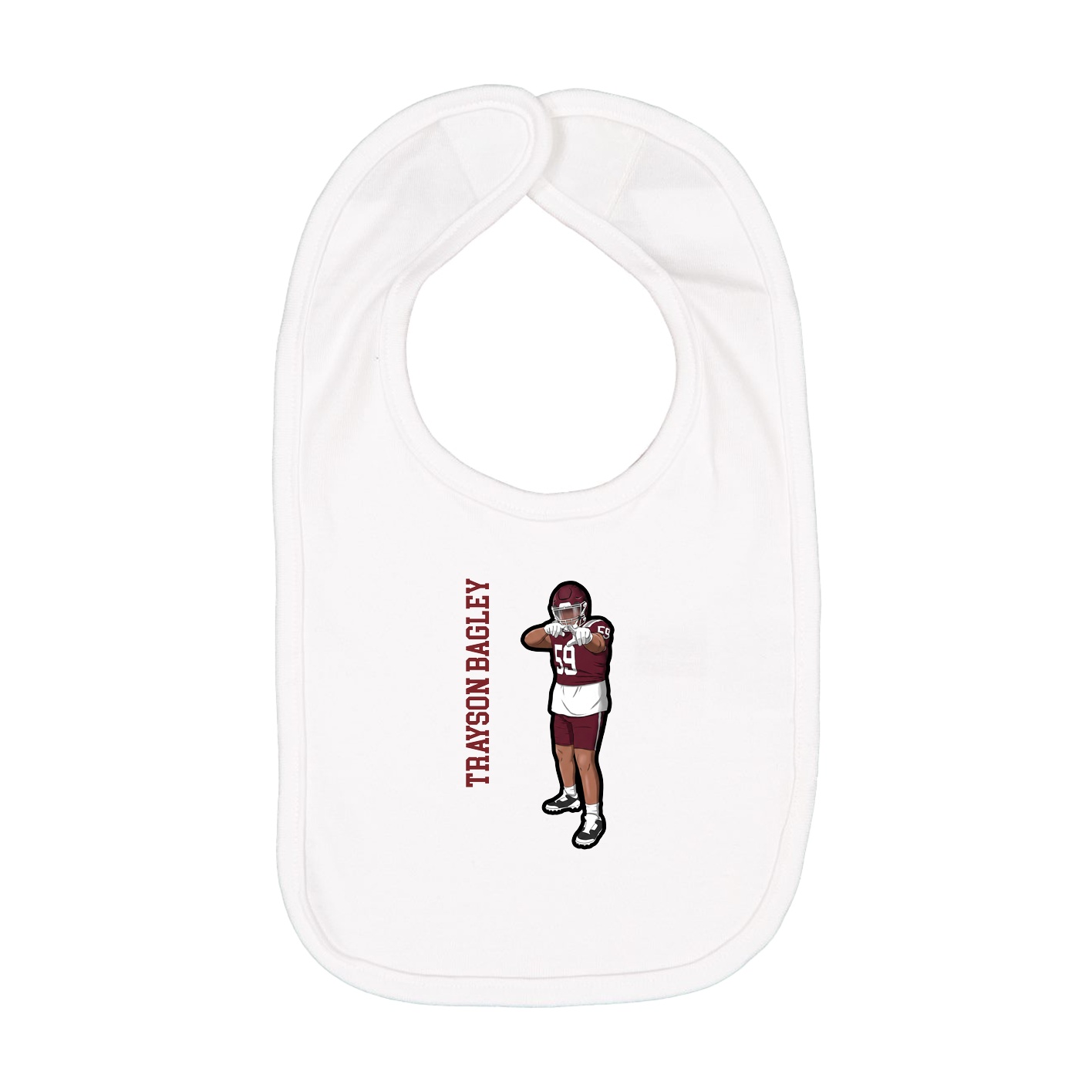 Infant Bib — Name Vertical in White