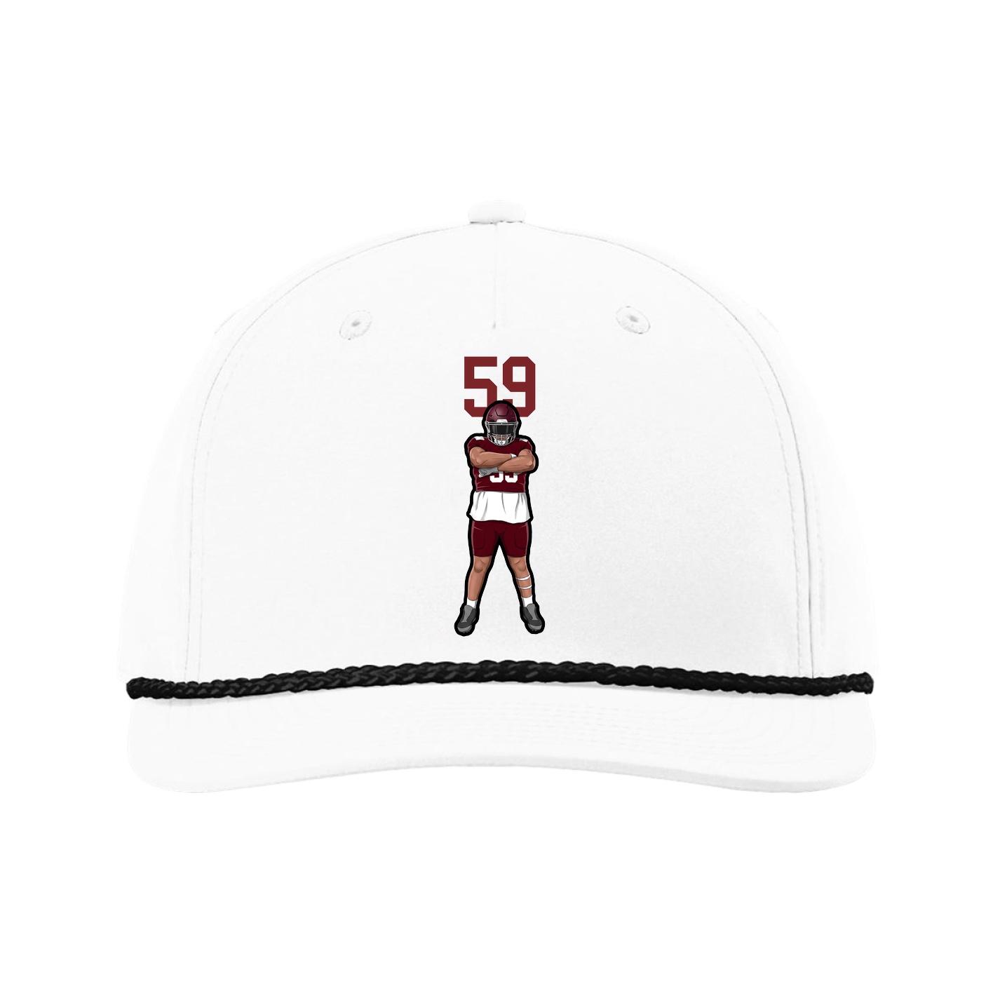 Five-Panel Classic Rope Cap — Number Top in White