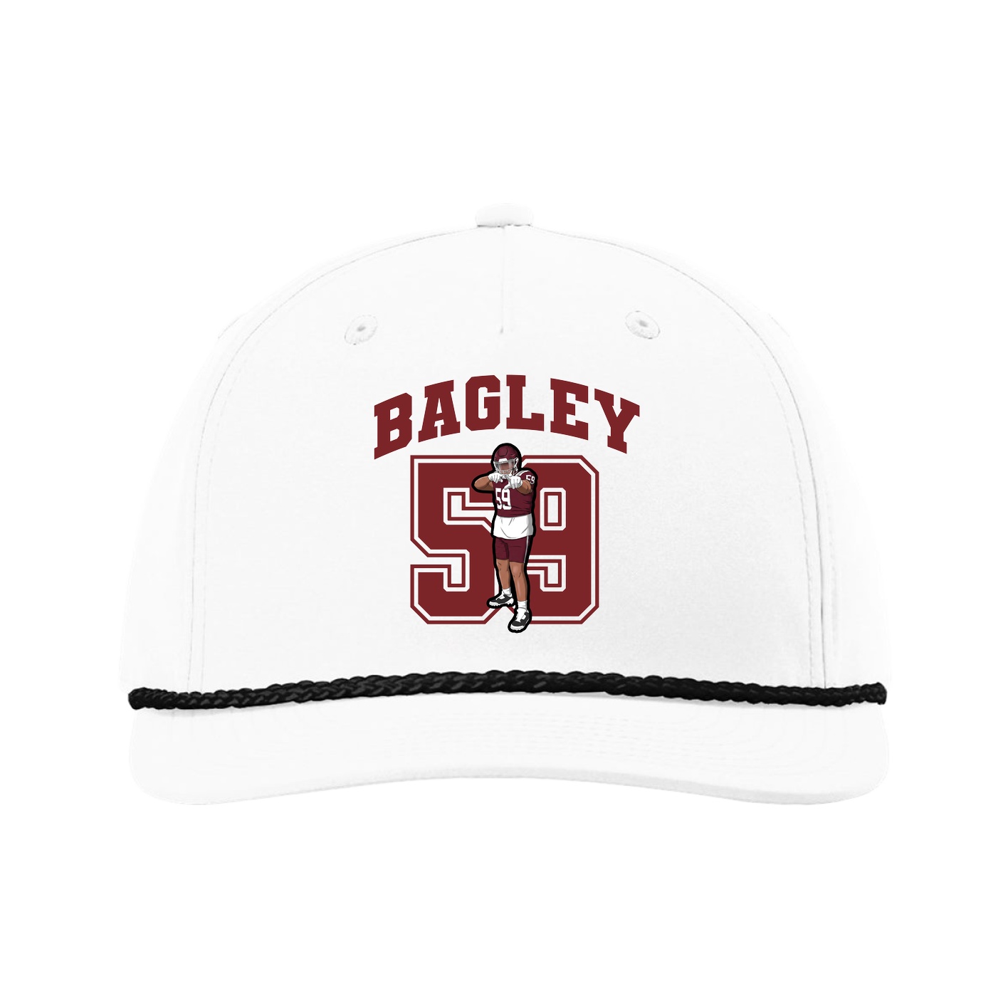 Five-Panel Classic Rope Cap — Number in White