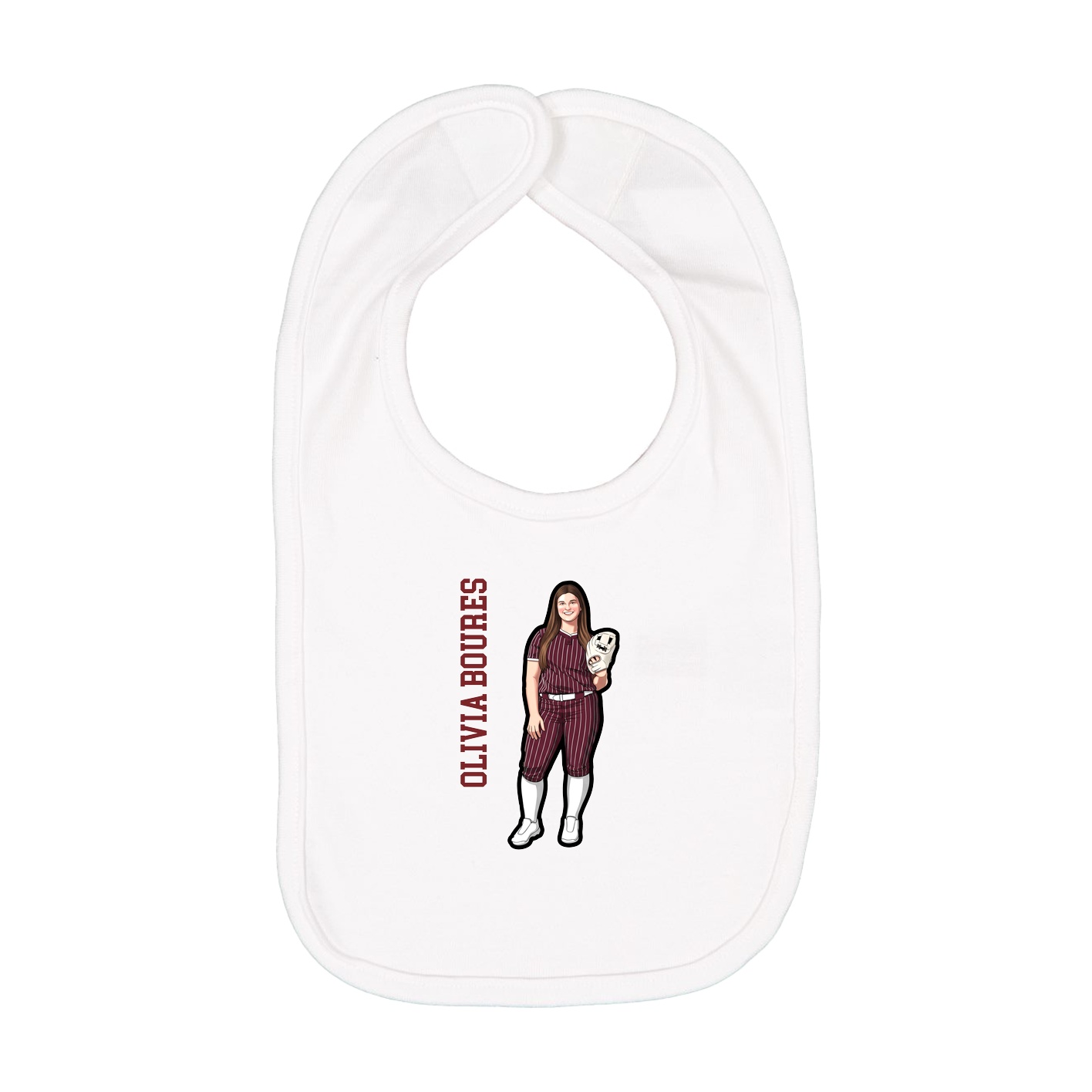 Infant Bib — Name Vertical in White