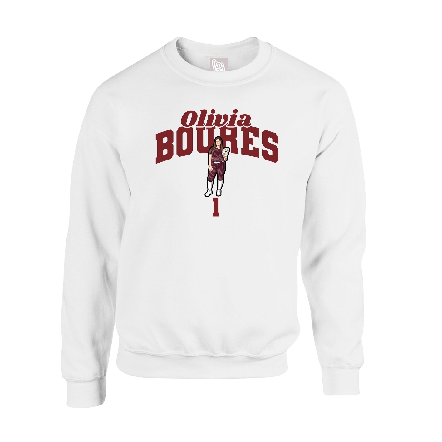 Fleece Crew — Signature Arch in White