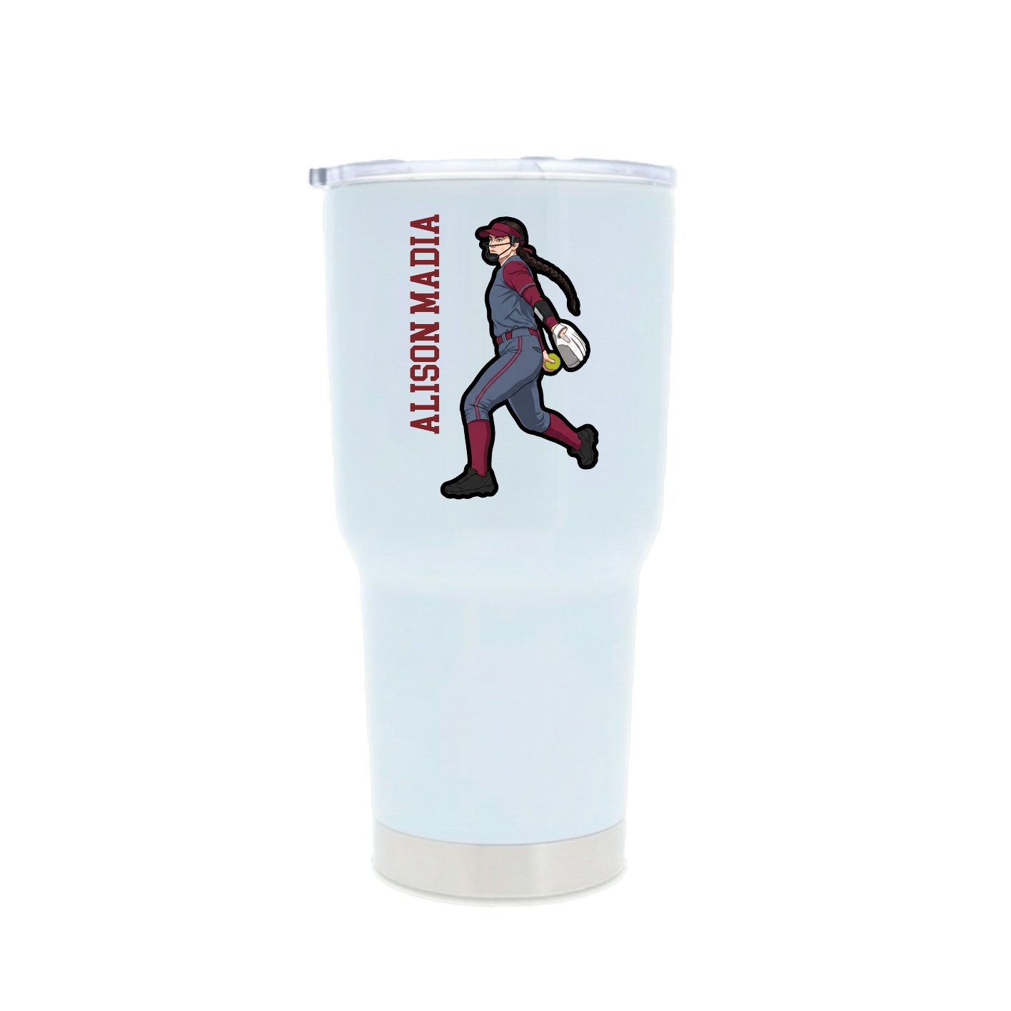 30oz Stainless Steel Tumbler — Name Vertical in White
