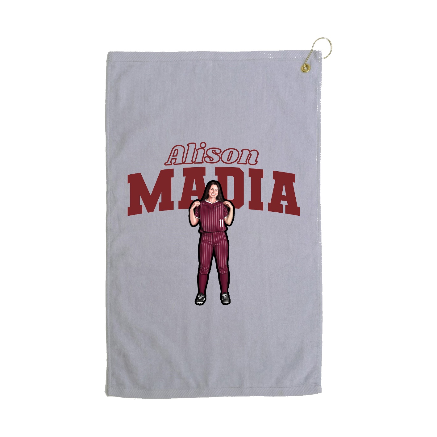 Golf Towel — Name Arch in Grey