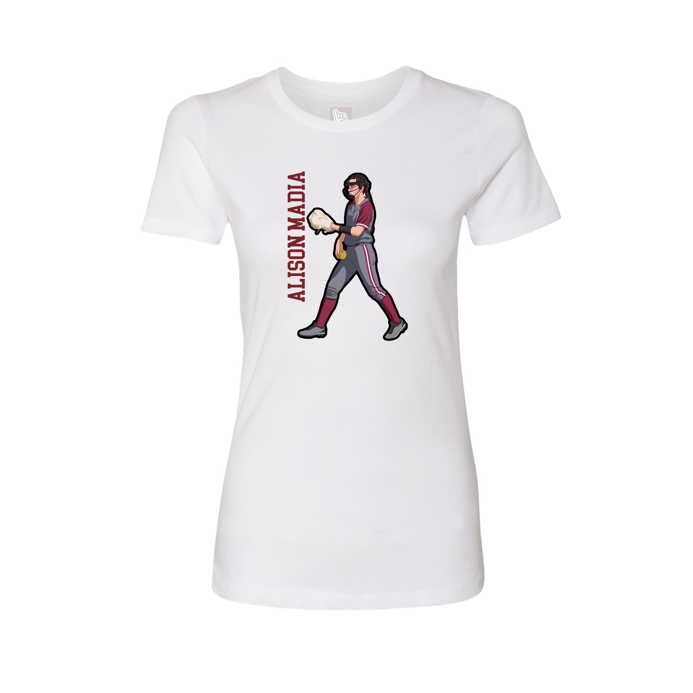 Fitted Women's Tee — Name Vertical in White