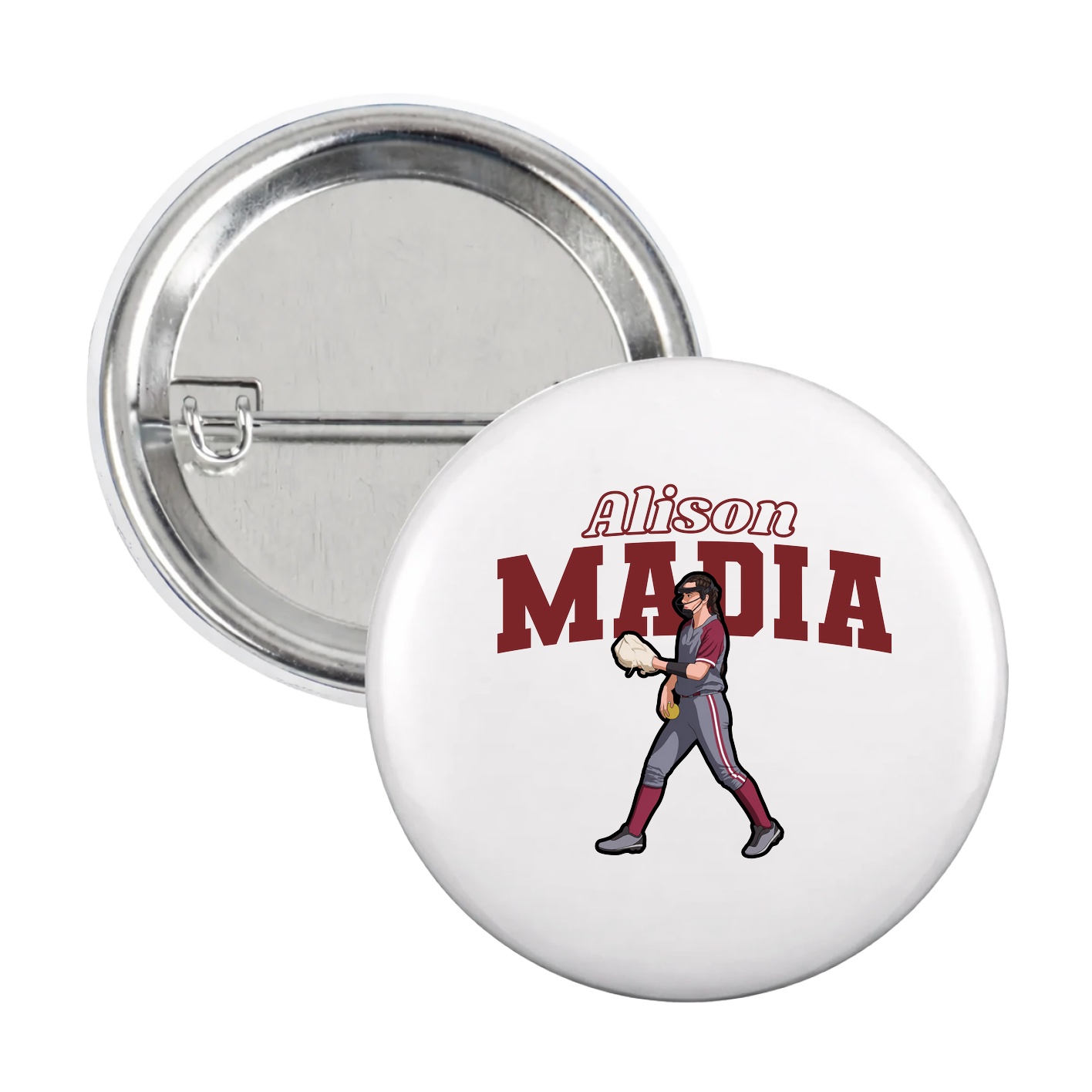 Game Day Button — Name Arch in White
