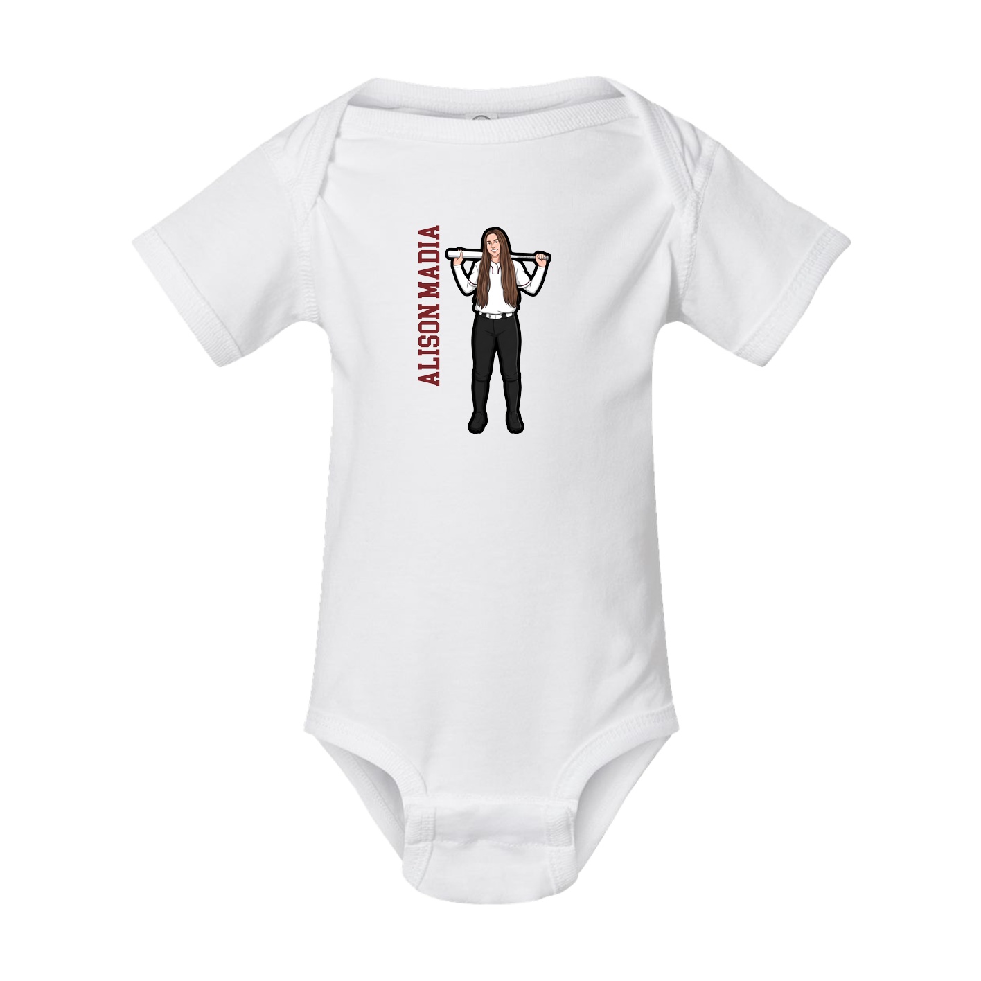 Baby Onesie — Name Vertical in White
