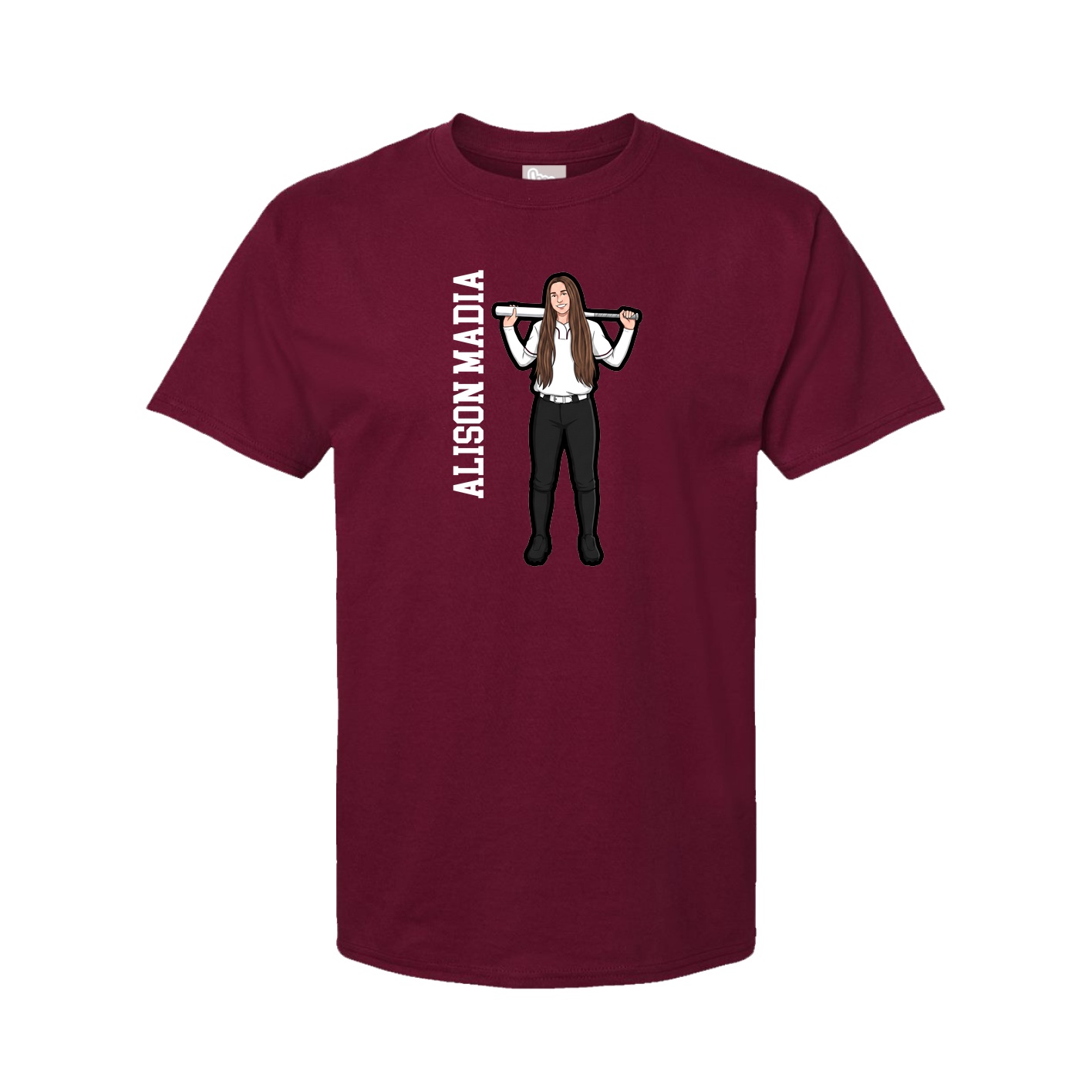 Youth Tee — Name Vertical in Cardinal