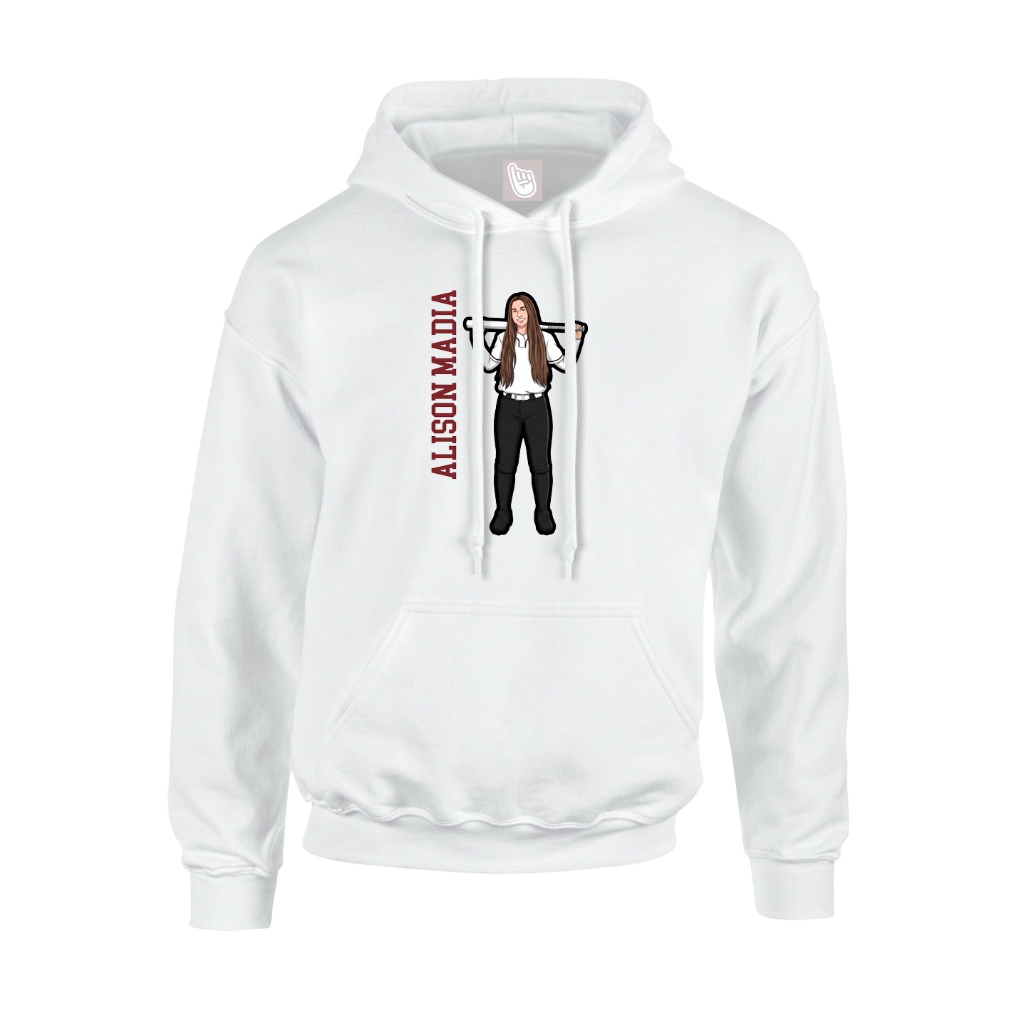 Hoodie — Name Vertical in White