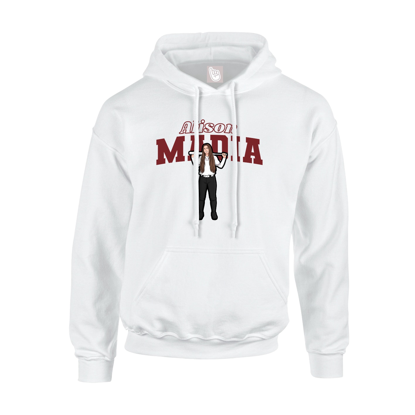 Youth Hoodie — Name Arch in White