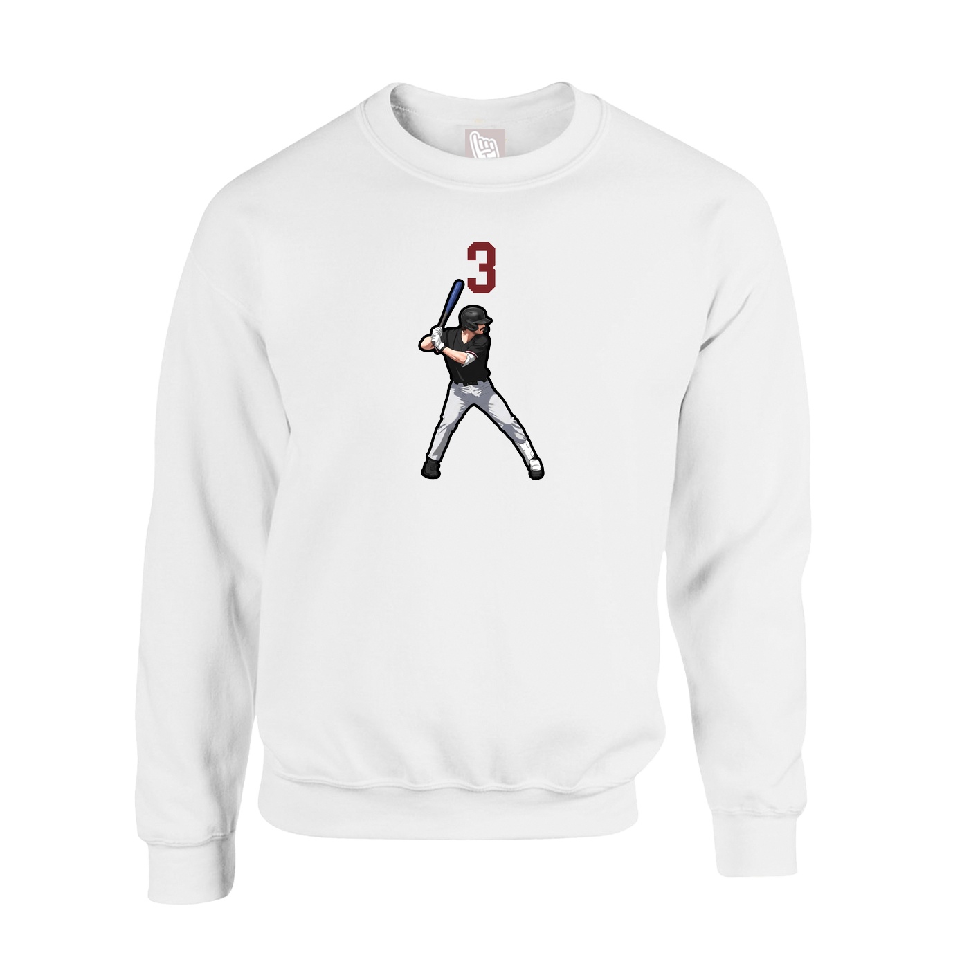 Fleece Crew — Number Top in White
