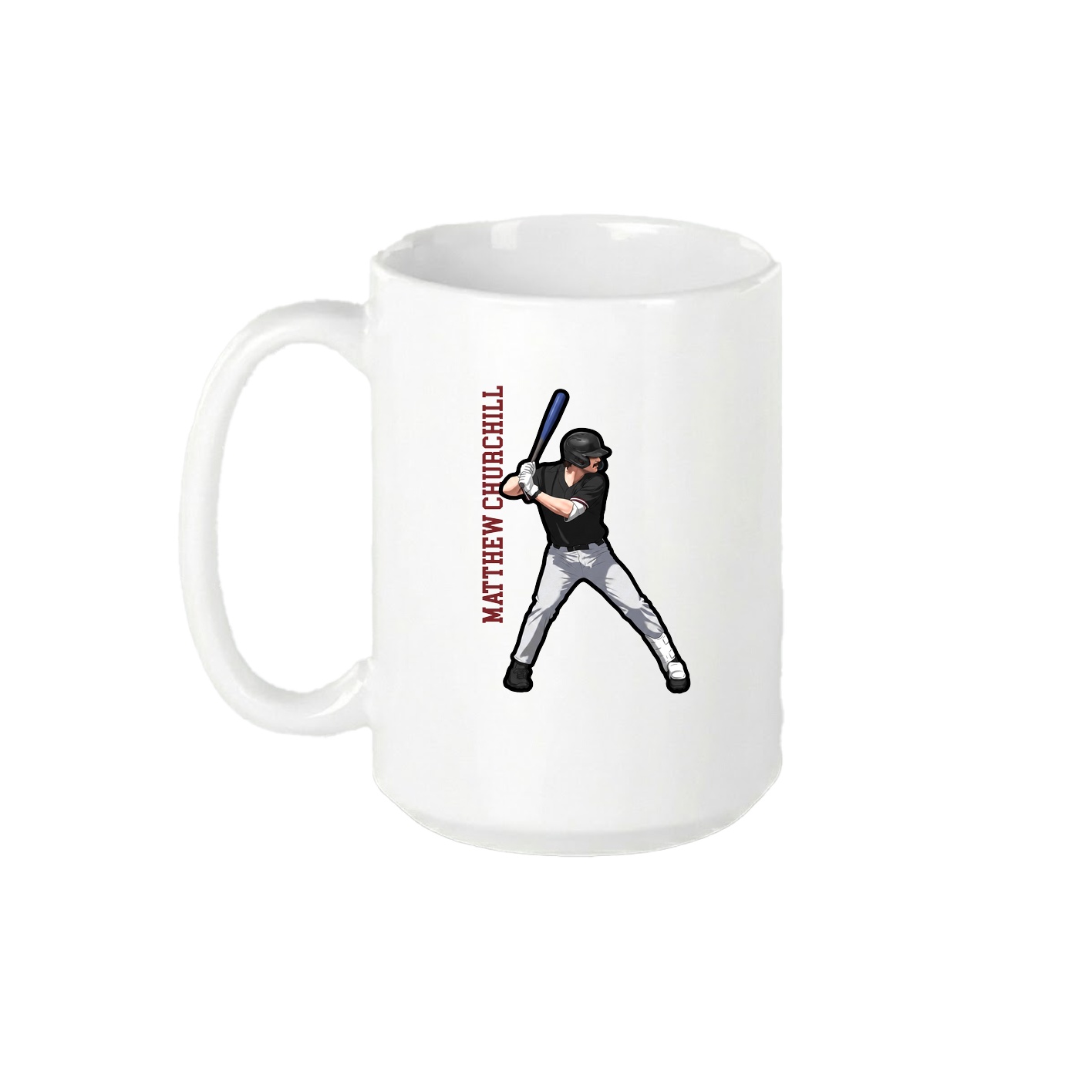 15oz Coffee Mug — Name Vertical in White