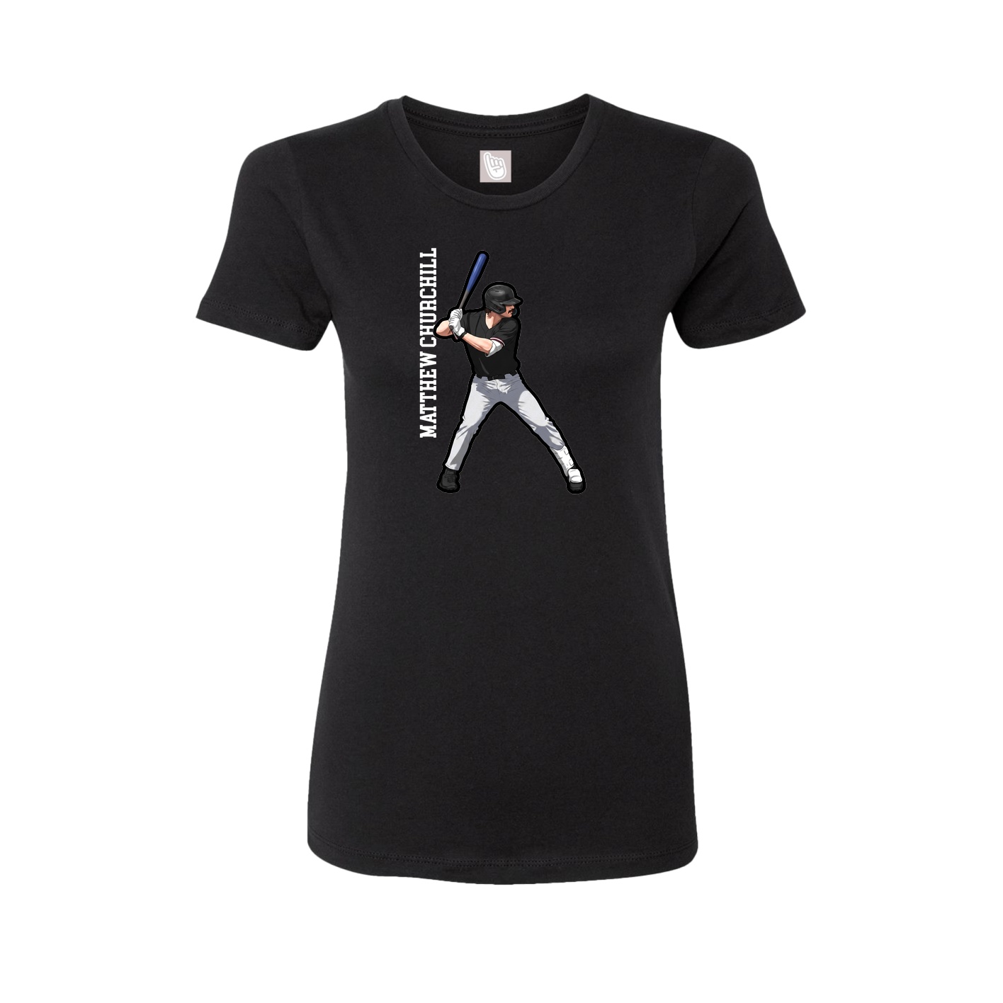 Fitted Women's Tee — Name Vertical in Black