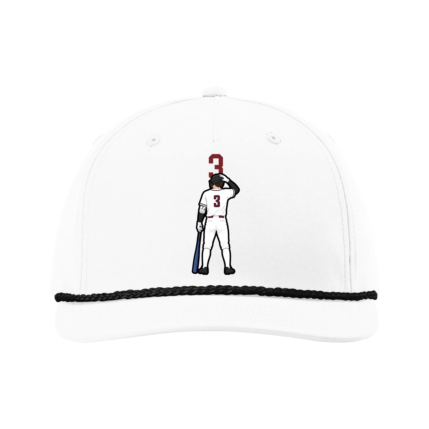 Five-Panel Classic Rope Cap — Number Top in White